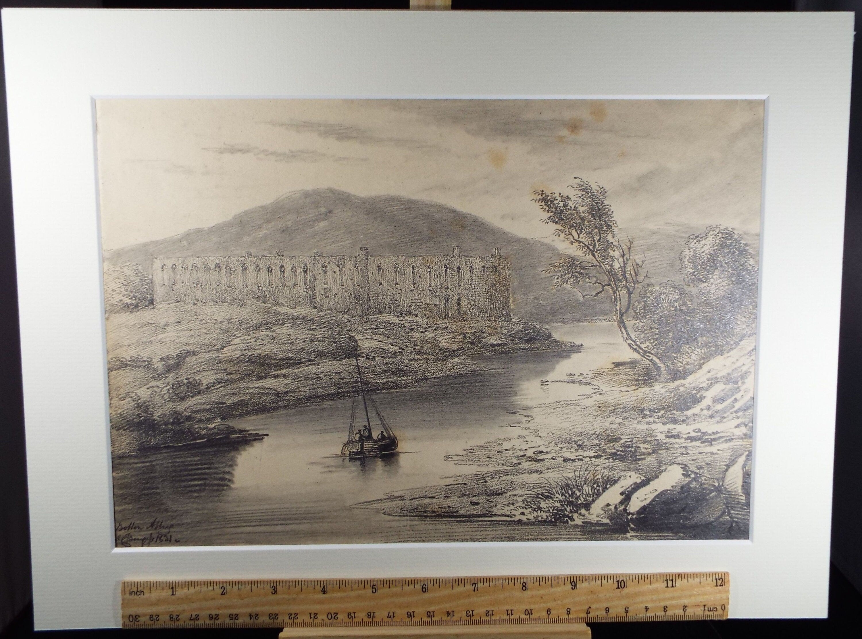 Original Pencil Drawing,'Bolton Abbey', John Cart Burgess (1798-1863), dated 1831