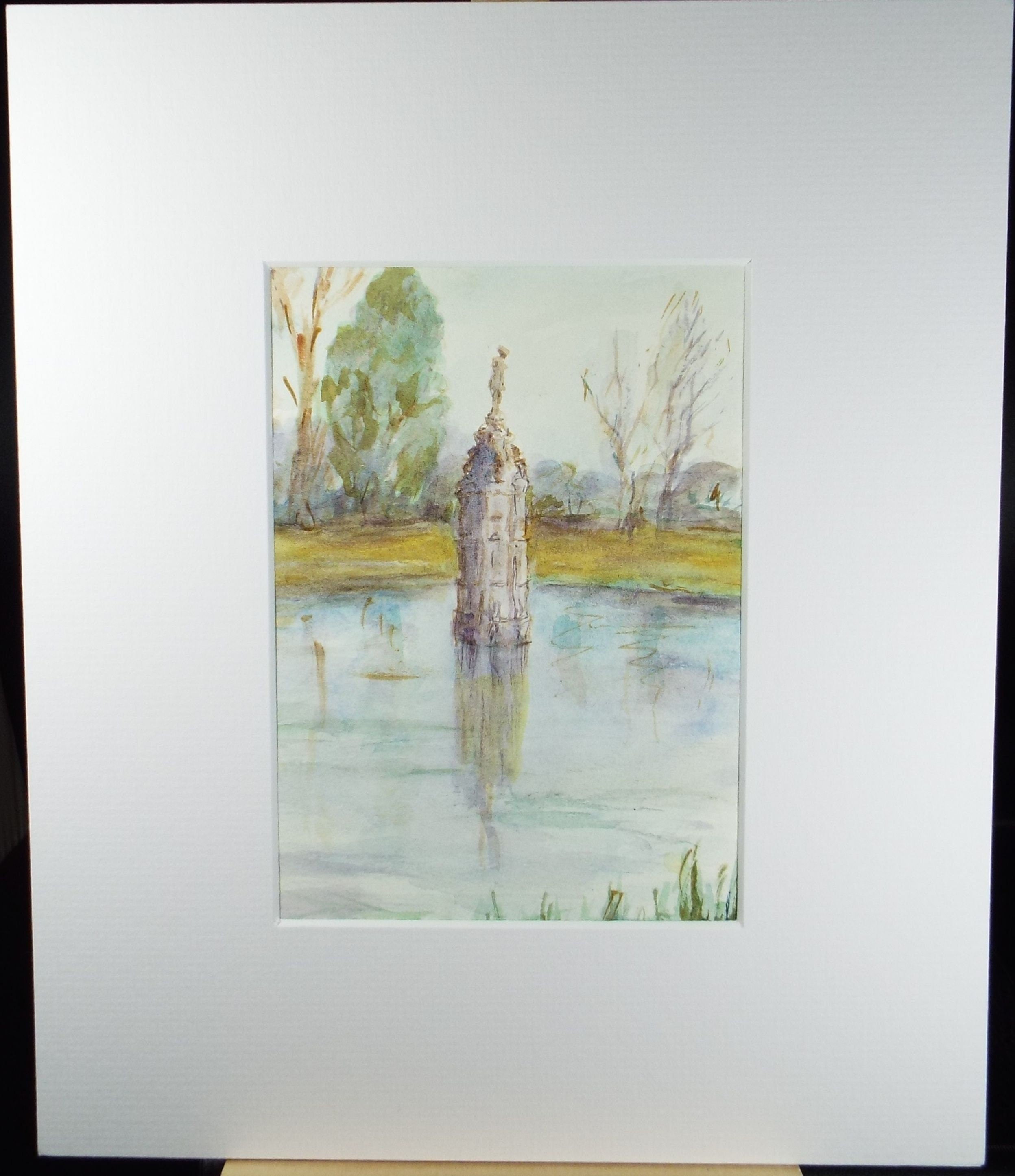 Original Watercolour 'The Fountain', Circa 1990's,Artist Unknown