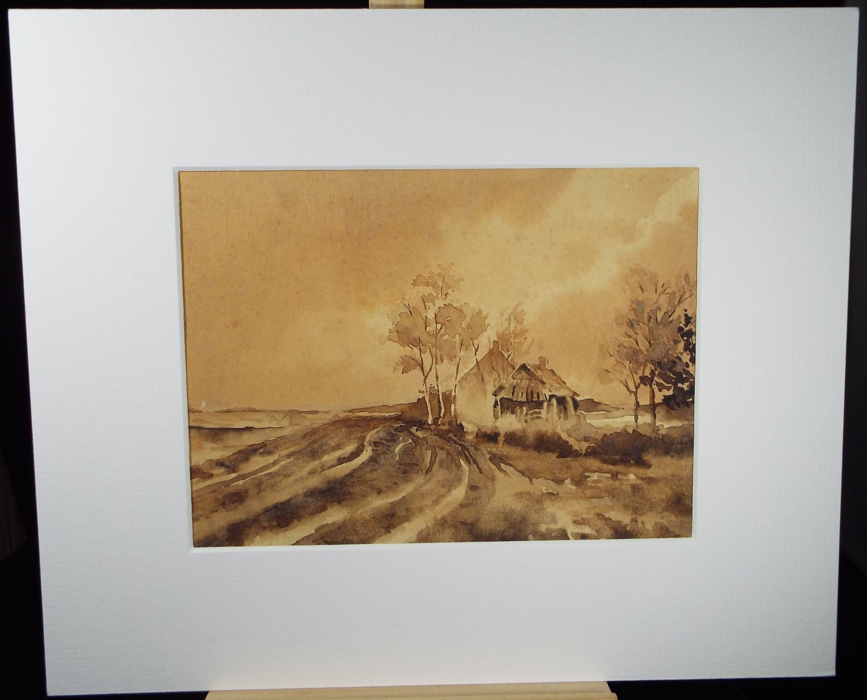 Original Watercolour, 'Homestead', Early 20th Century, Artist Unknown