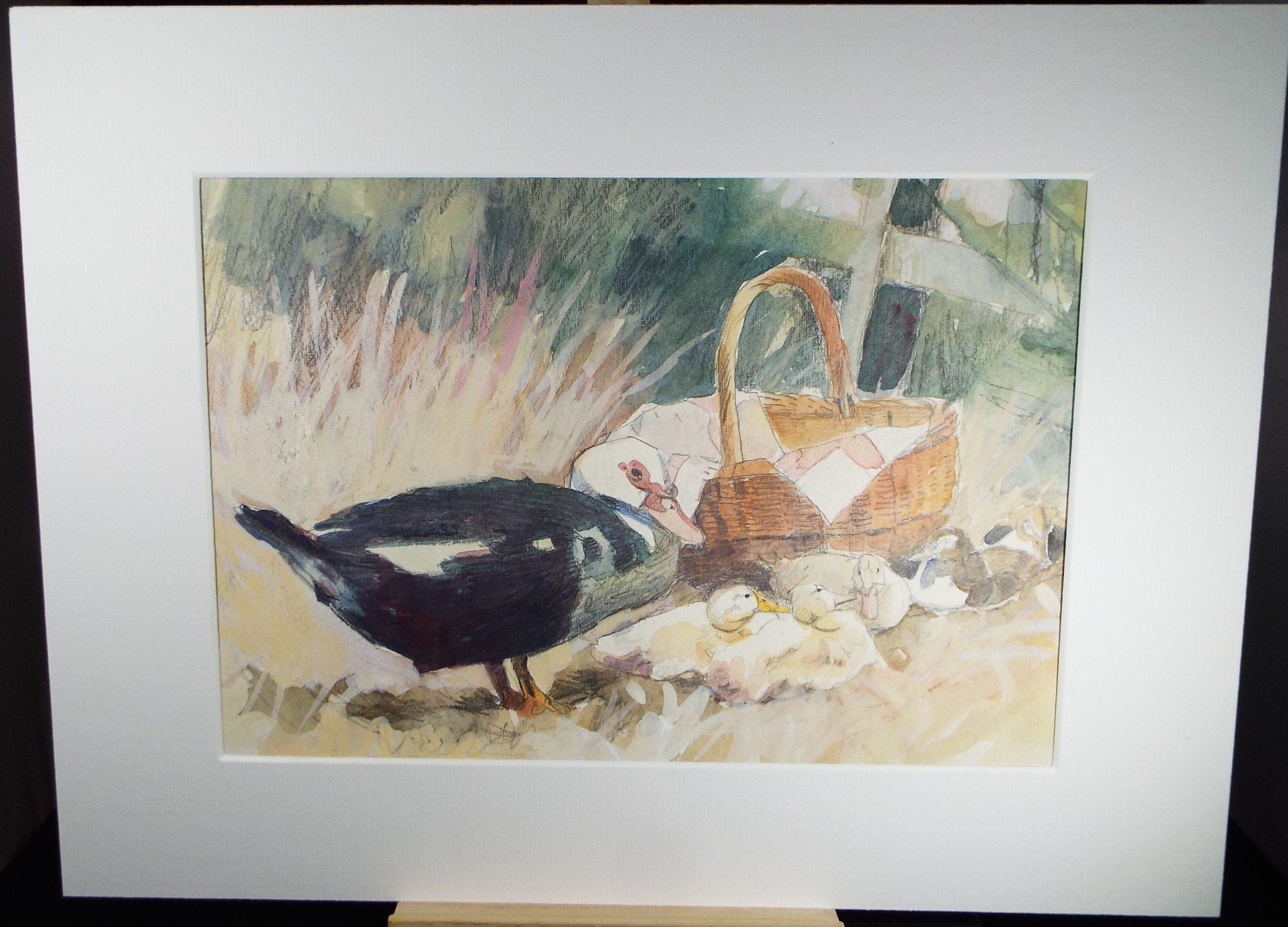 Original Watercolour, 'Muscovy Duck & Ducklings', c1990's, Wendy Stevenson