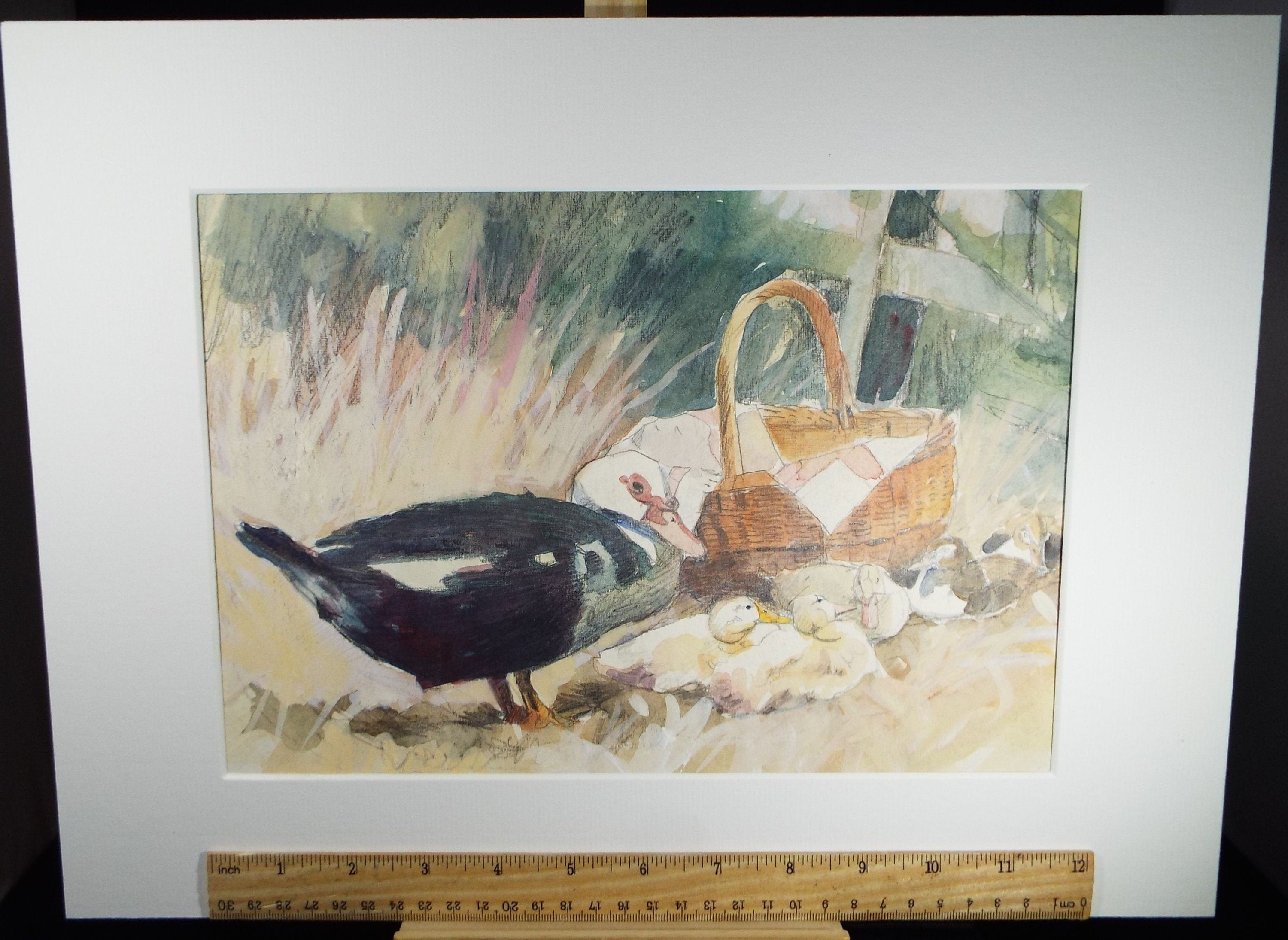 Original Watercolour, 'Muscovy Duck & Ducklings', c1990's, Wendy Stevenson