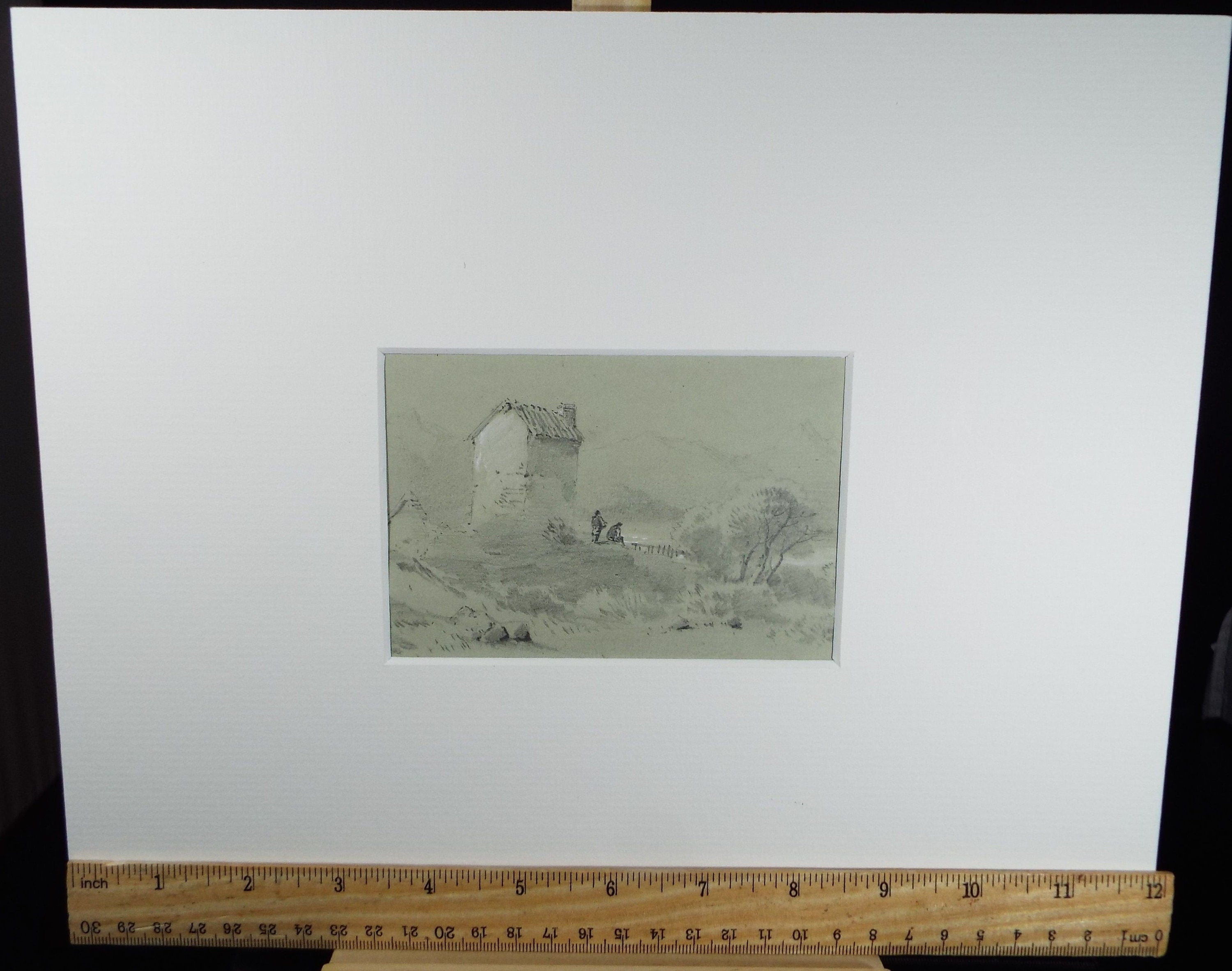 Original watercolour drawing, 'Figures in a Landscape', Late 19th Century,  Artist Unknown