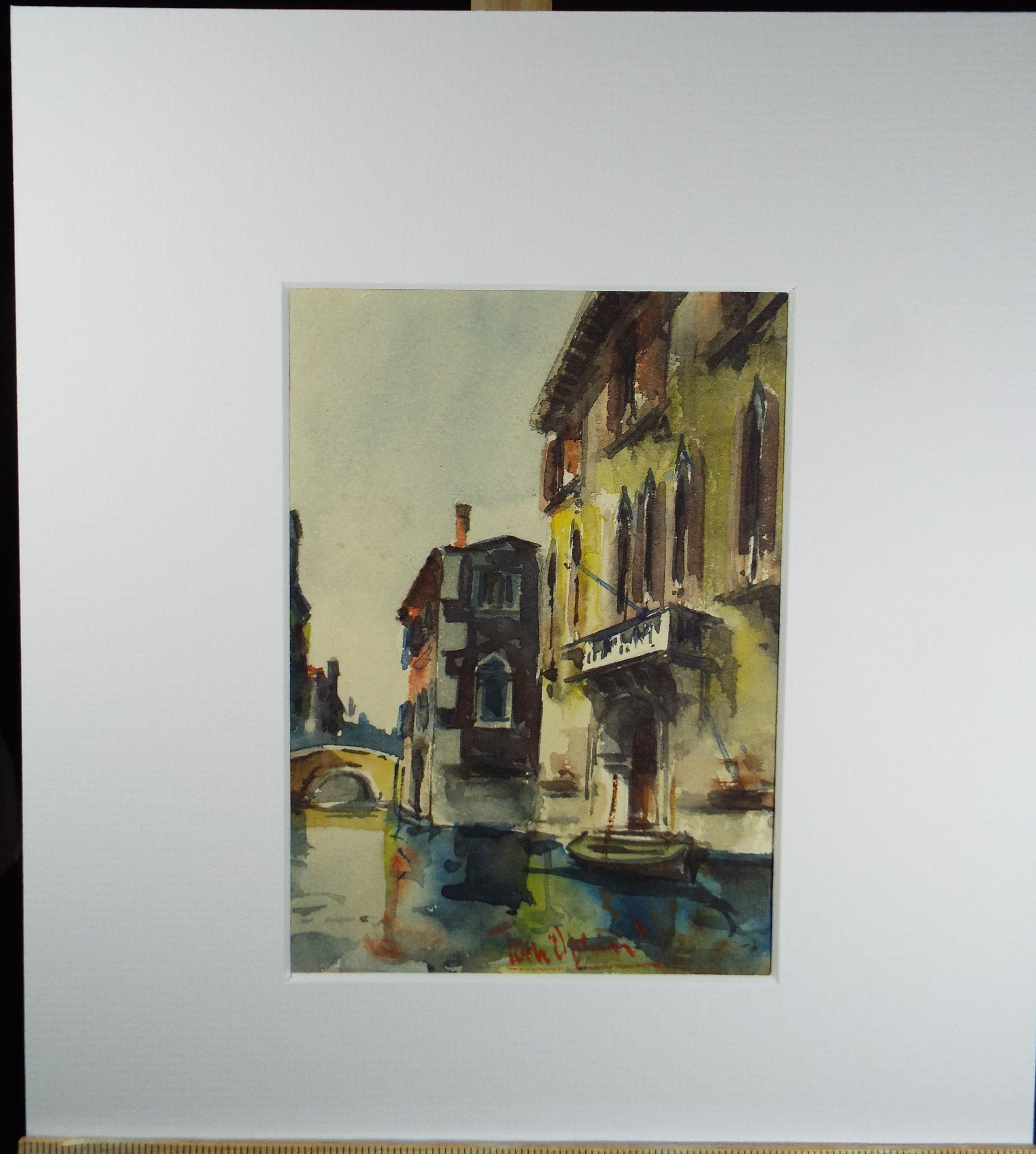 Original Watercolour, 'Palazzo, Venice', Circa 1960's, indistinctly signed