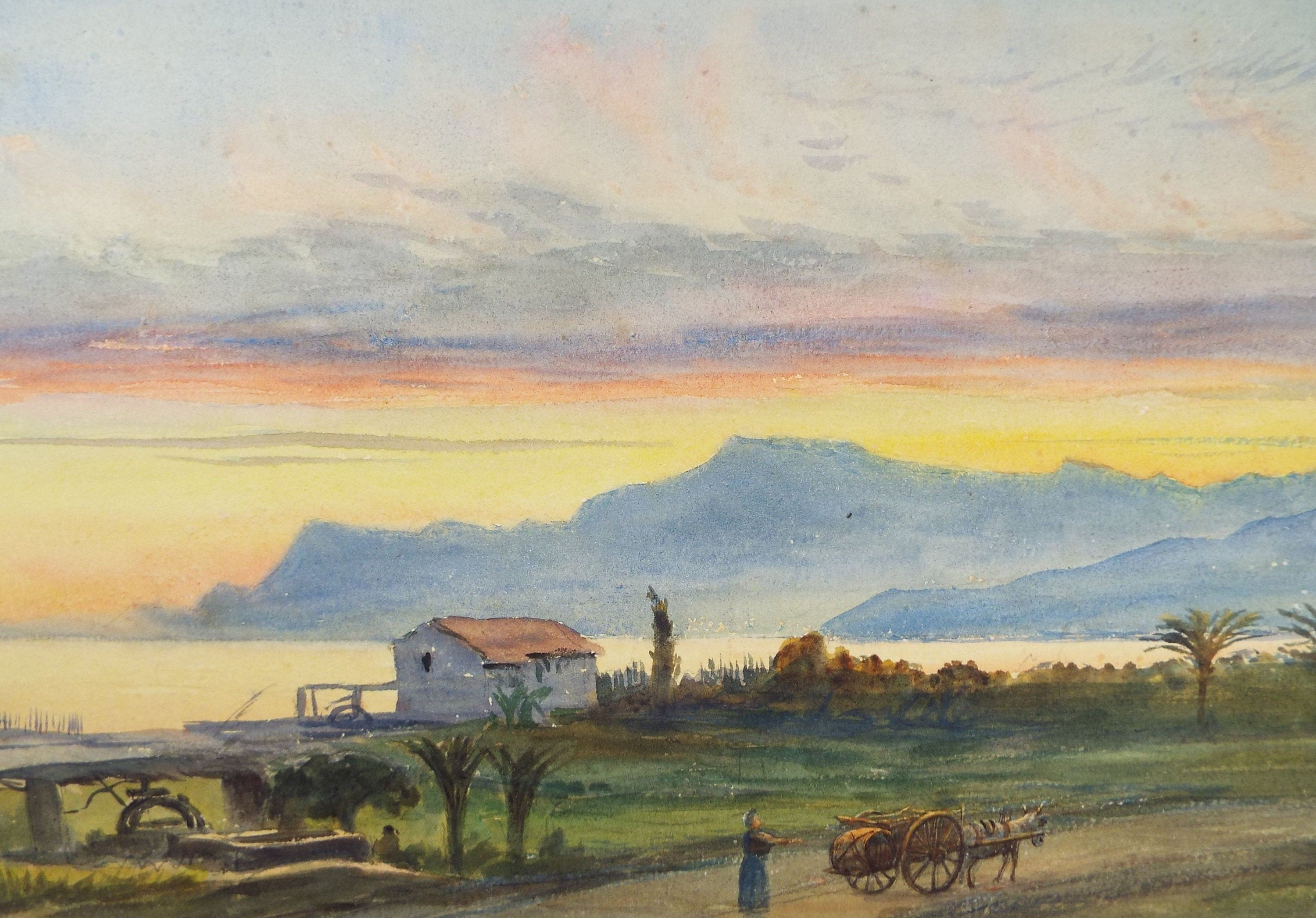 Original Watercolour, 'Bordighera', Late 19th Century, Artist Unknown