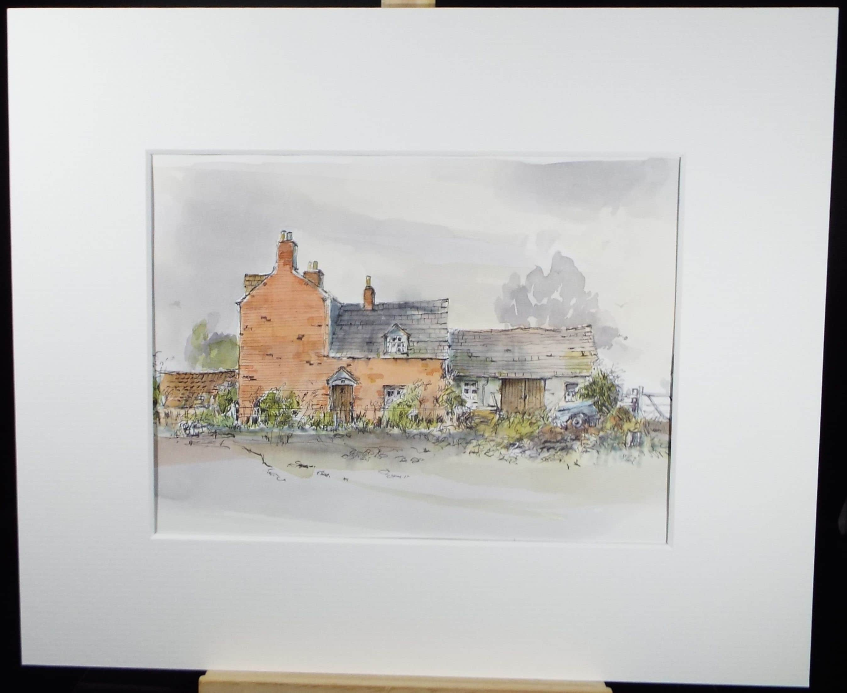 Original Watercolour & Ink, 'Gossington, Gloucestershire', Dated 1995, Artist Unknown