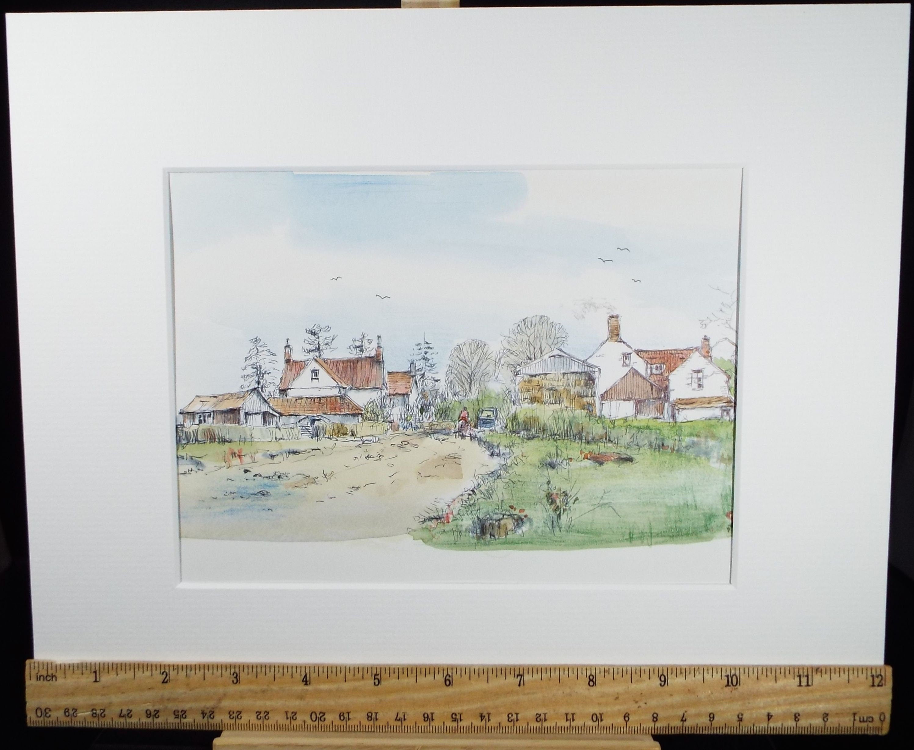 Original Watercolour & Ink, 'Rockhampton, Gloucestershire', Dated 1989, Artist Unknown