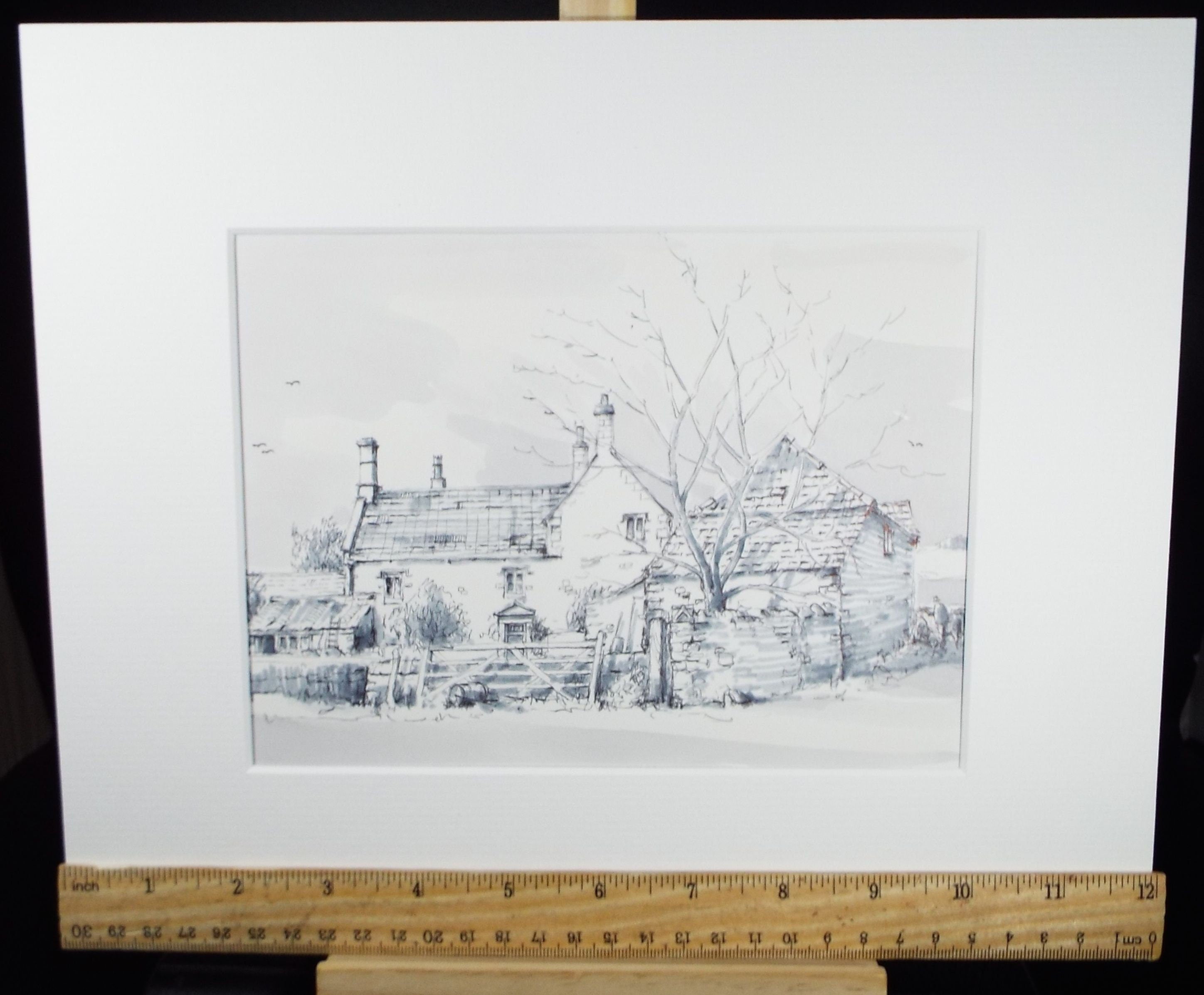 Original Watercolour & Ink, 'Dyrham, Gloucestershire',Dated 1988,  Artist Unknown