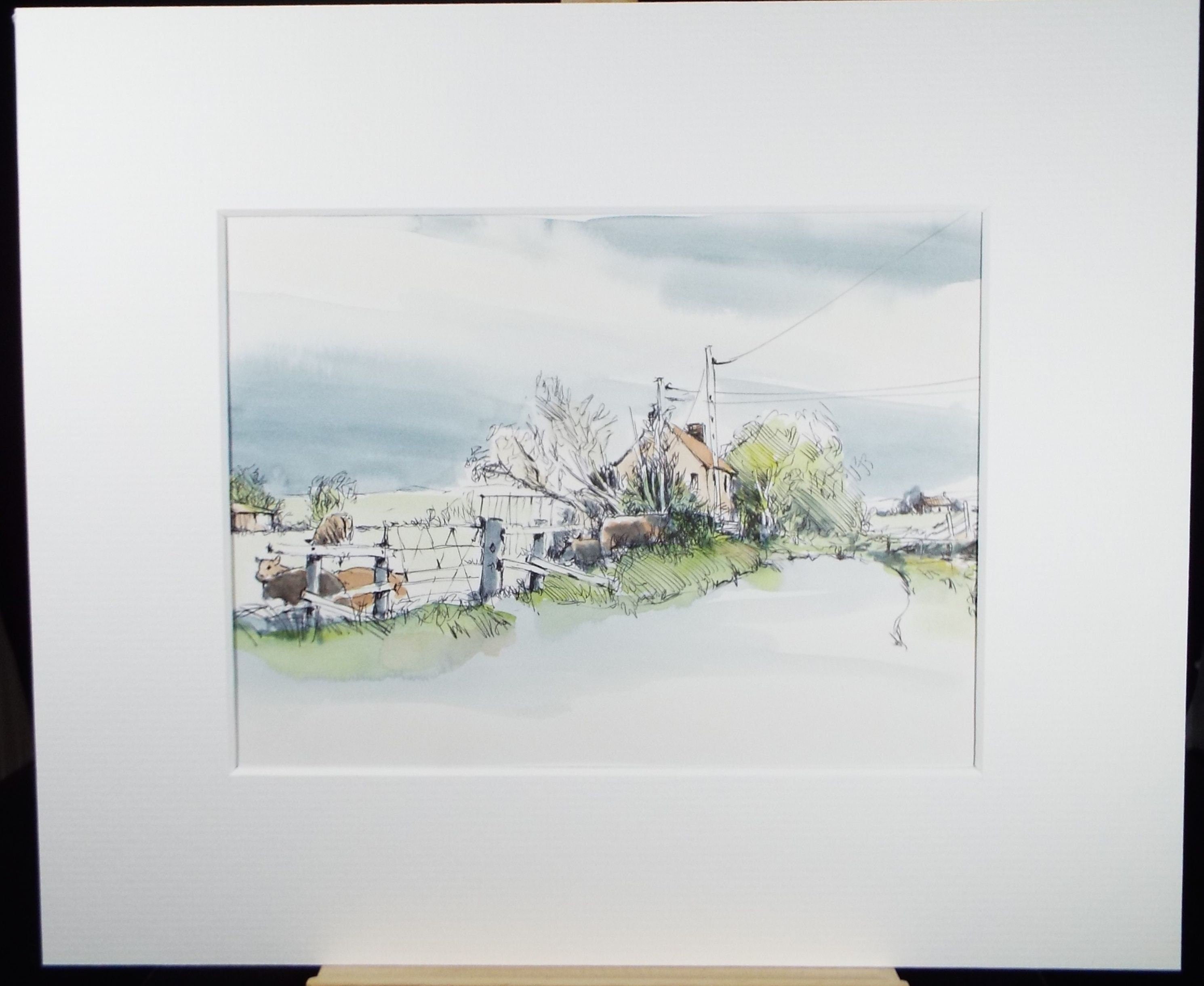 Original Watercolour & Ink,  'Country Lane', Dated 1994, Artist Unknown