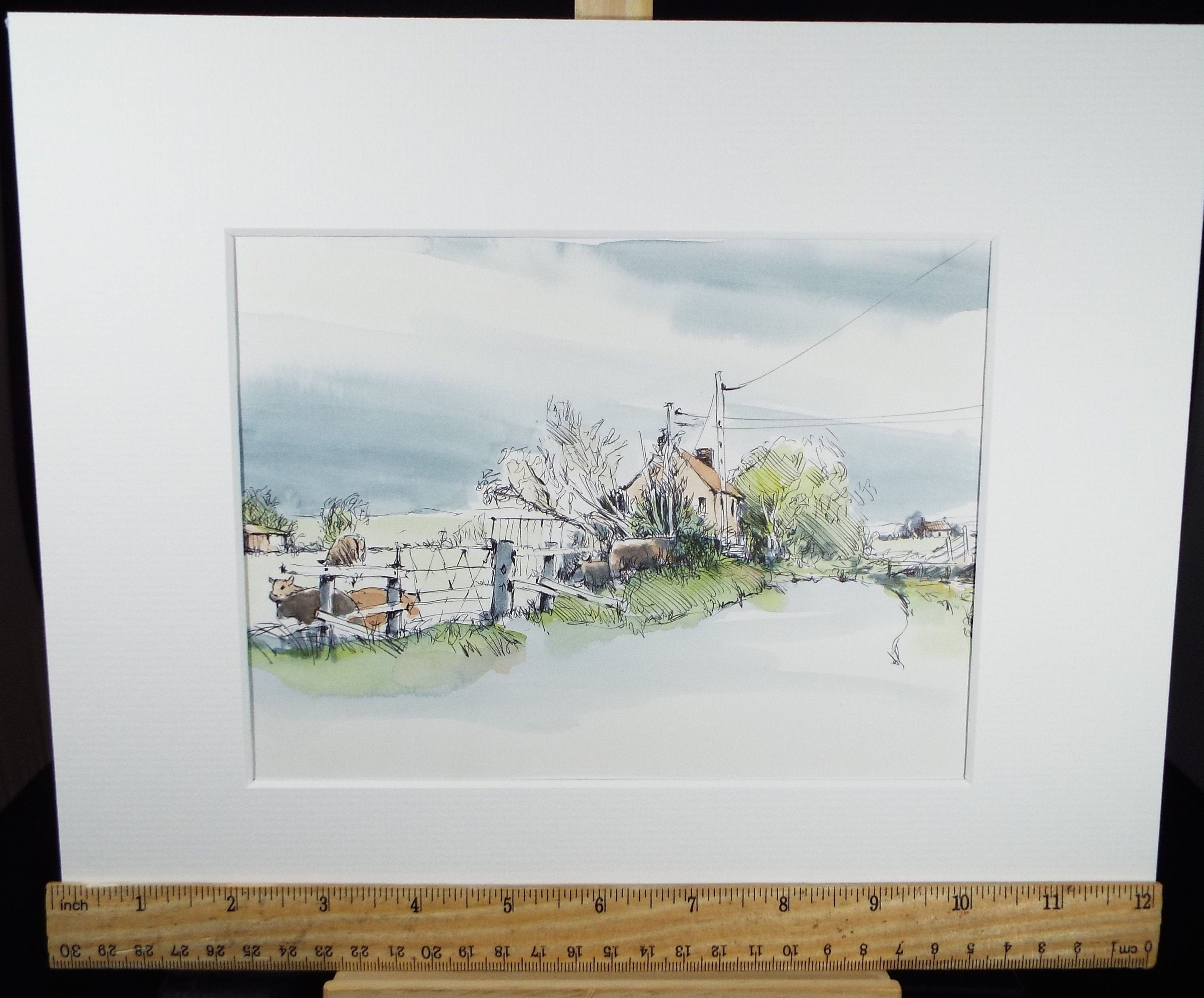 Original Watercolour & Ink,  'Country Lane', Dated 1994, Artist Unknown