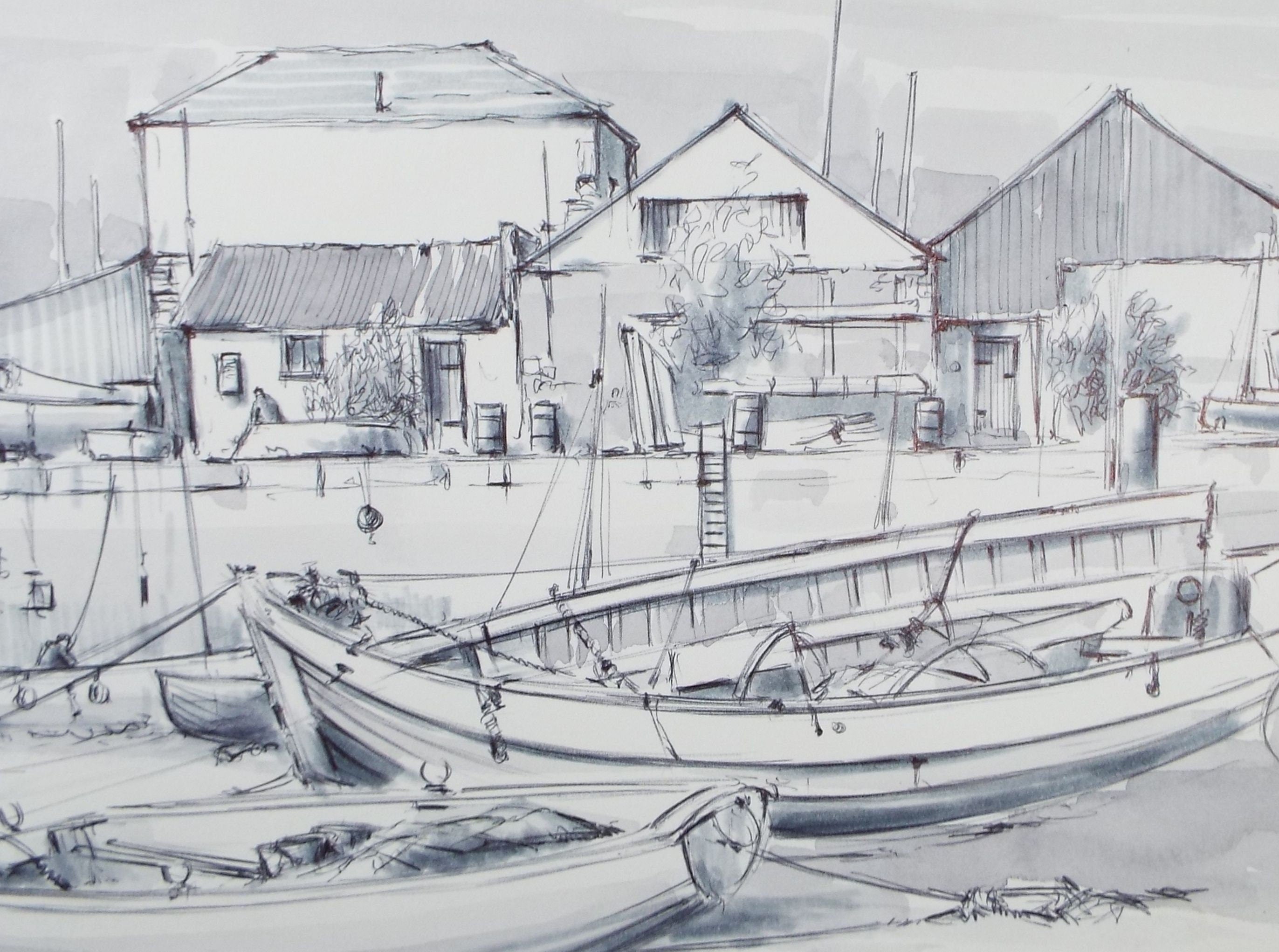 Original Watercolour & Ink, 'Teignmouth, Circa 1990's, Artist Unknown