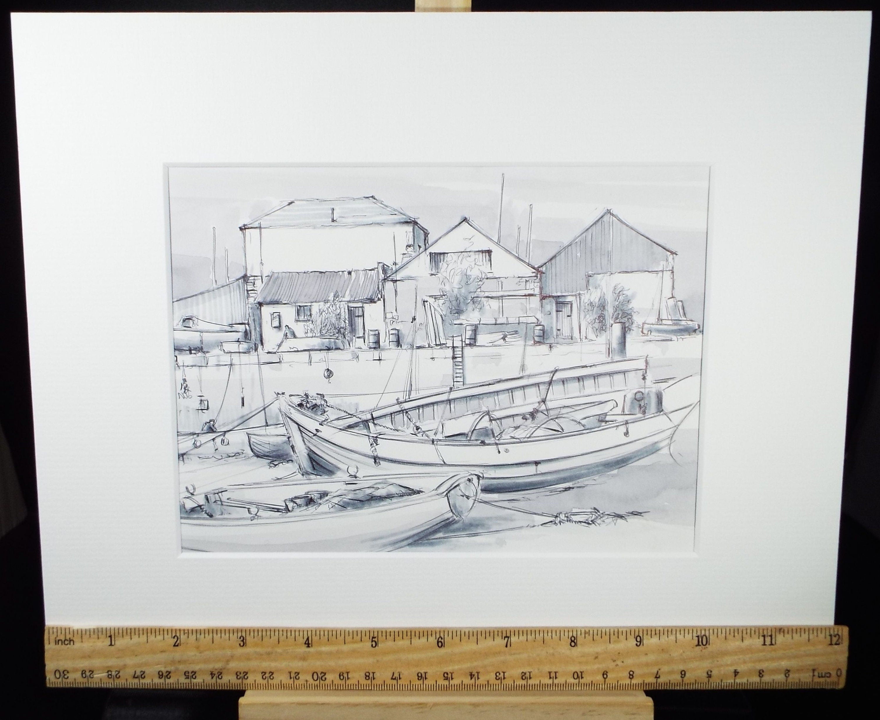 Original Watercolour & Ink, 'Teignmouth, Circa 1990's, Artist Unknown