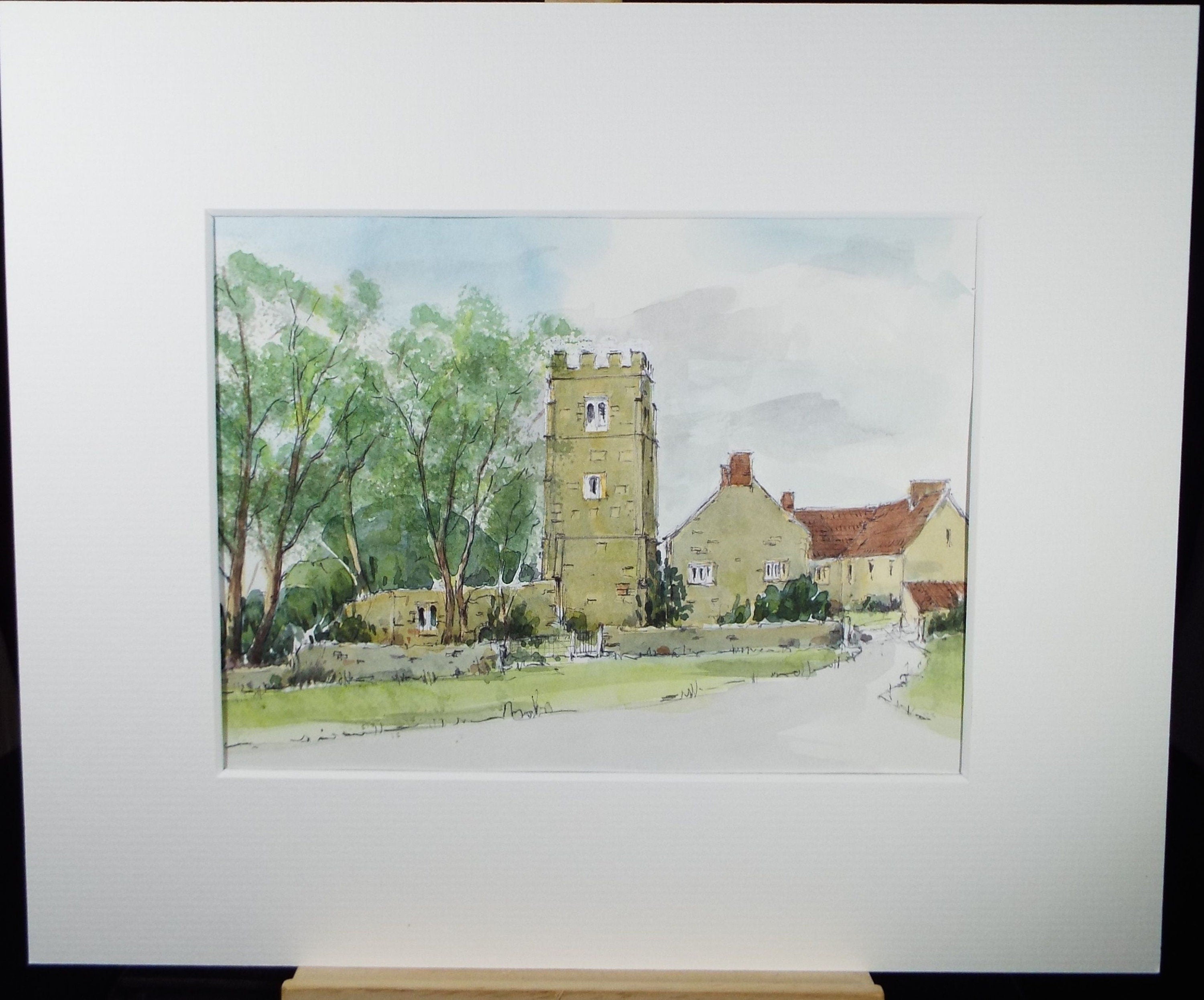 Original Watercolour & Ink, 'St Helens, Alveston', Circa 1990's, Artist Unknown