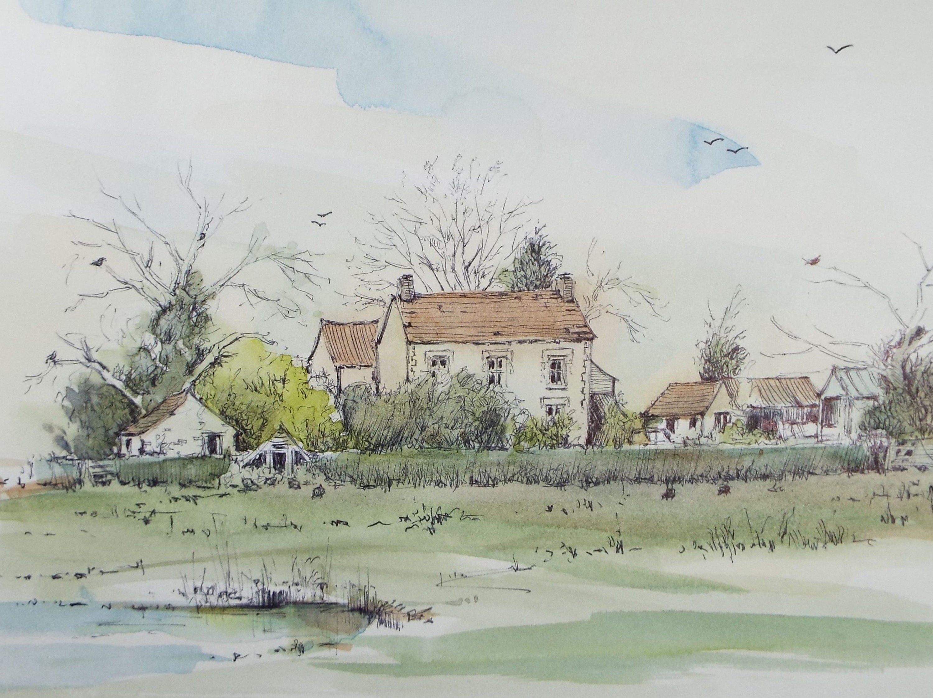 Original Watercolour & Ink, 'Oldbury Nait', Dated 1996, Artist Unknown