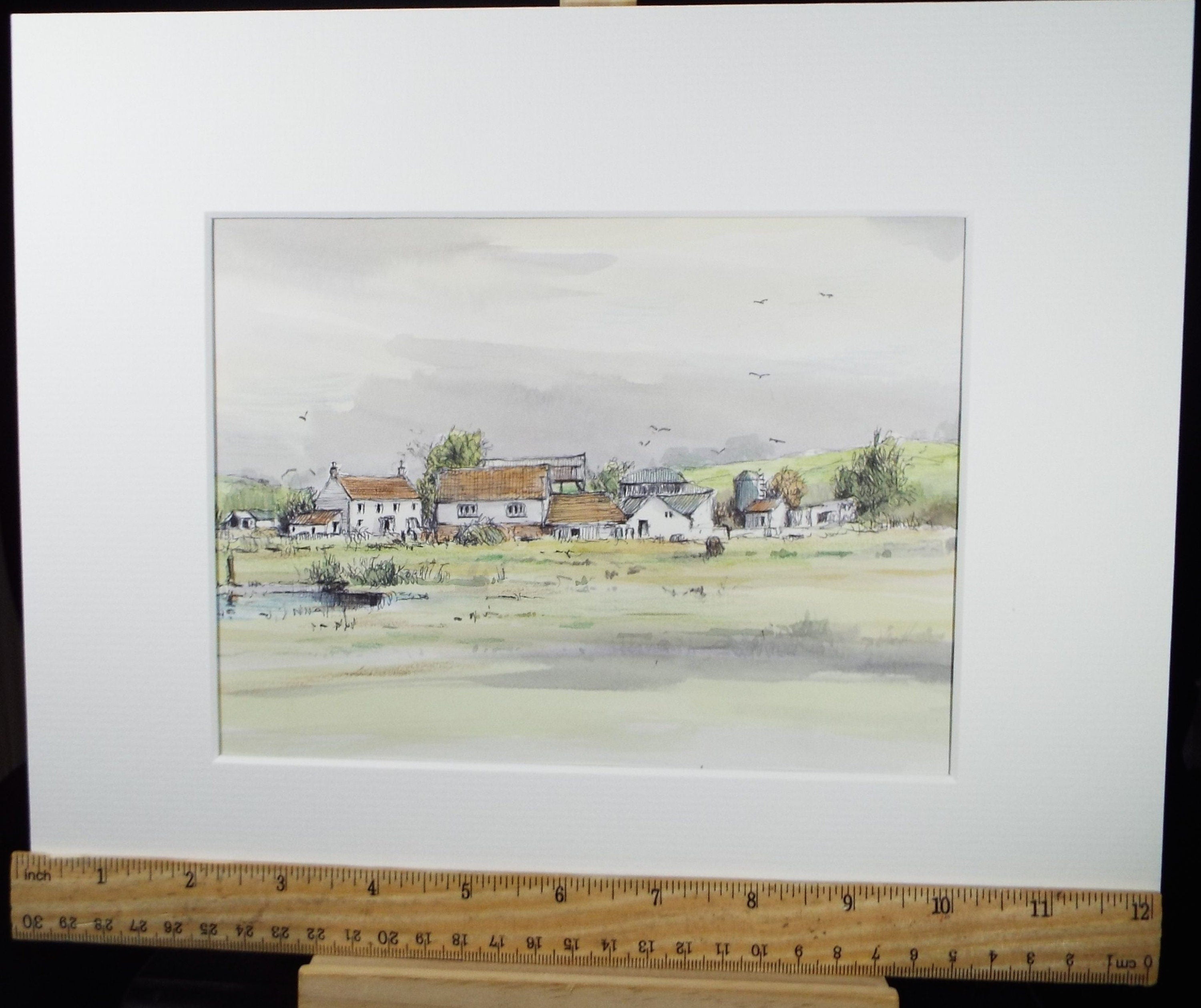 Original Watercolour & Ink, 'Nr. Winsford, Somerset?', Dated 1993, Artist Unknown