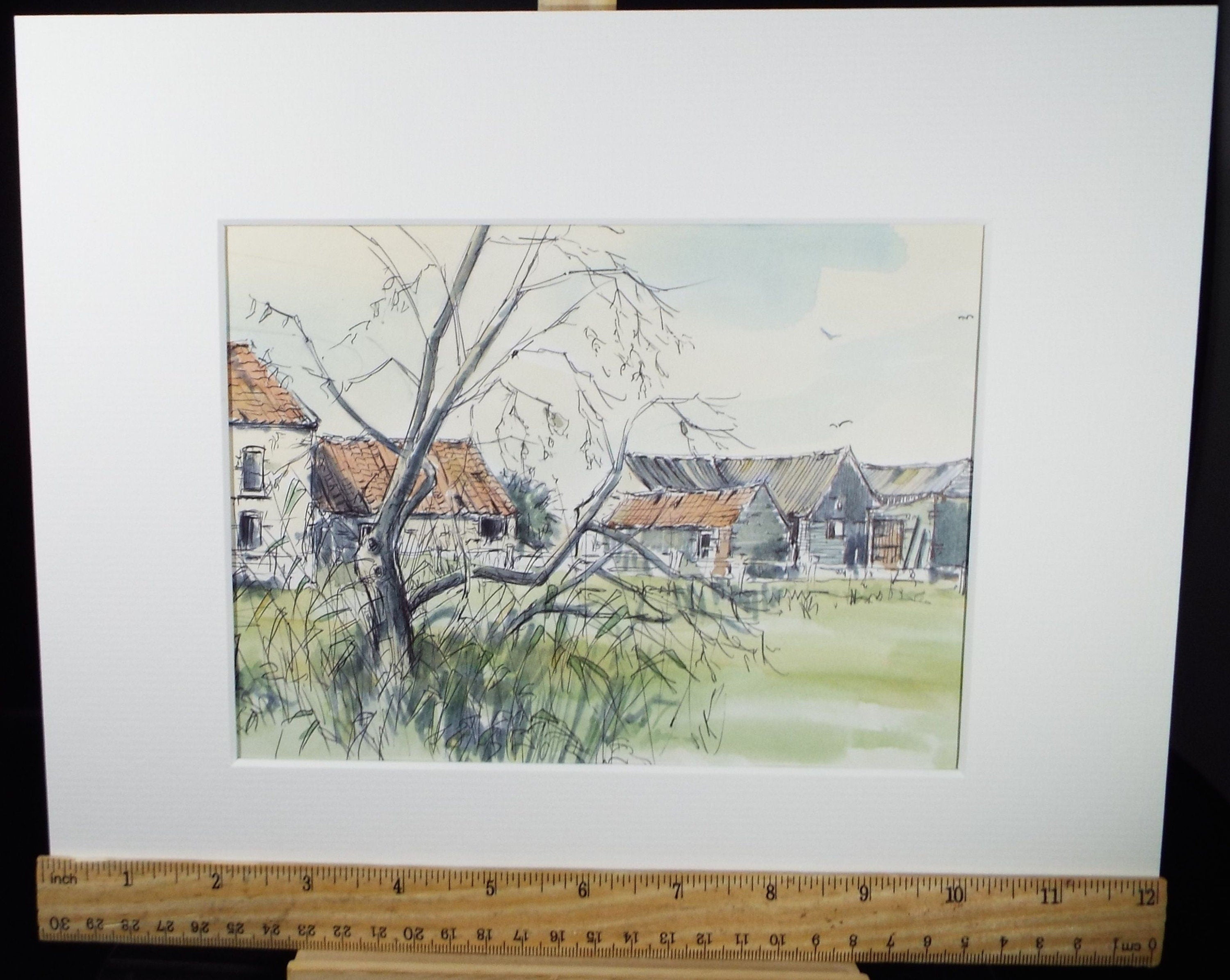 Original Watercolour & Ink, 'Paxton', Dated 1993, Artist Unknown