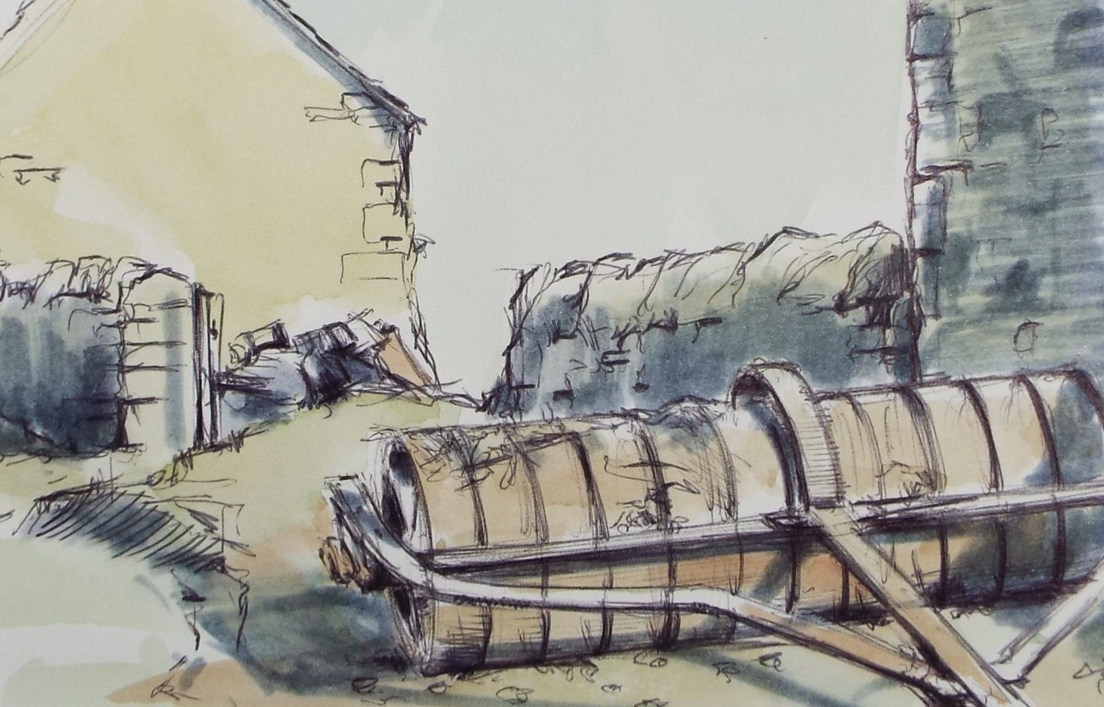 Original Watercolour & Ink, 'Roller at Rest', Dated 1995, Artist Unknown