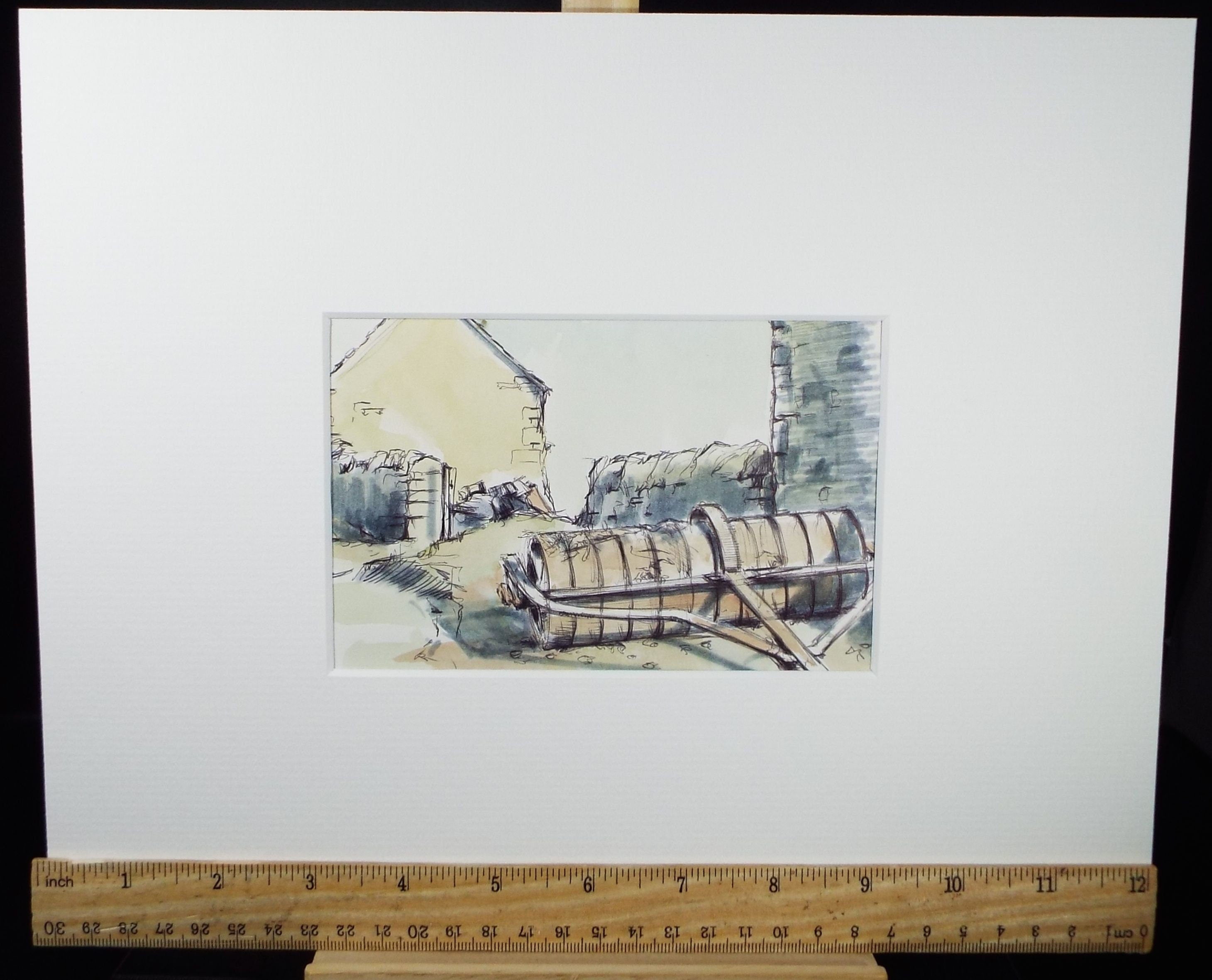 Original Watercolour & Ink, 'Roller at Rest', Dated 1995, Artist Unknown