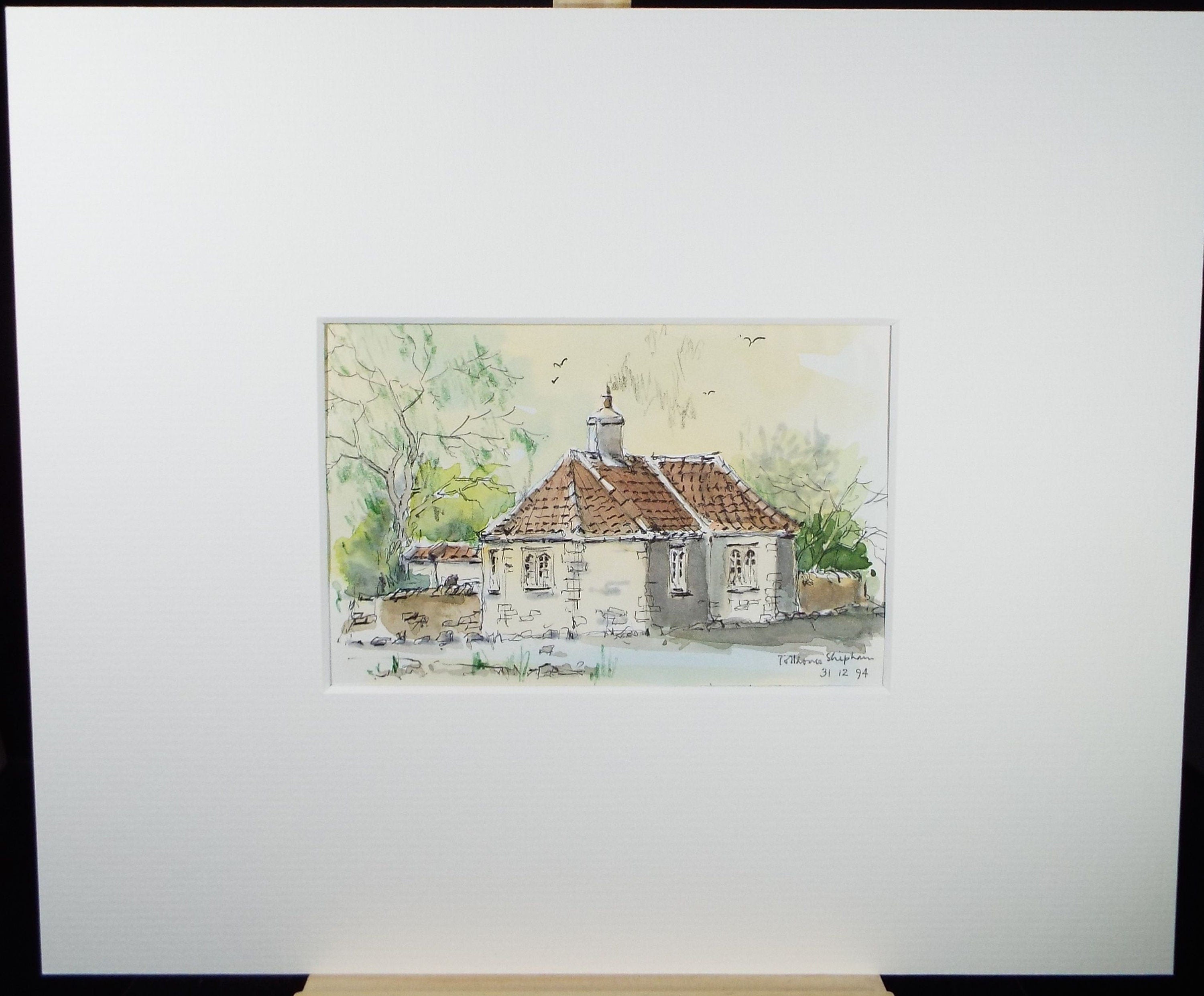 Original Watercolour & Ink, 'Tollhouse, Shipham', Dated 1994, Artist Unknown