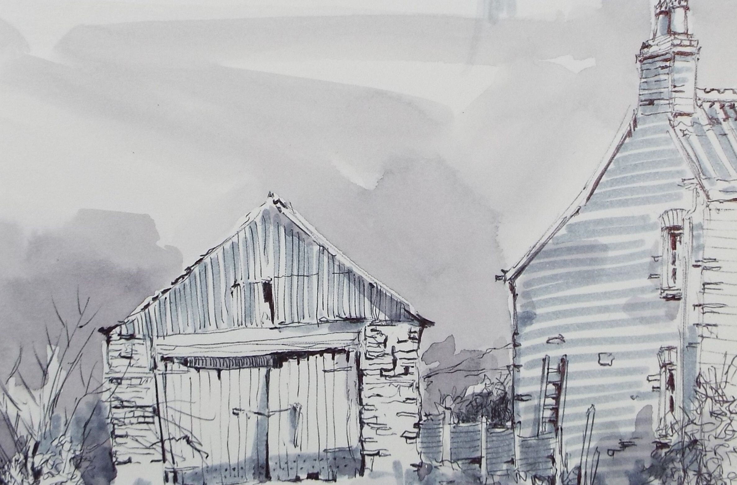 Original Watercolour & Ink, 'Seamills - Almost certainly a Boat House', Circa 1990's,  Artist Unknown