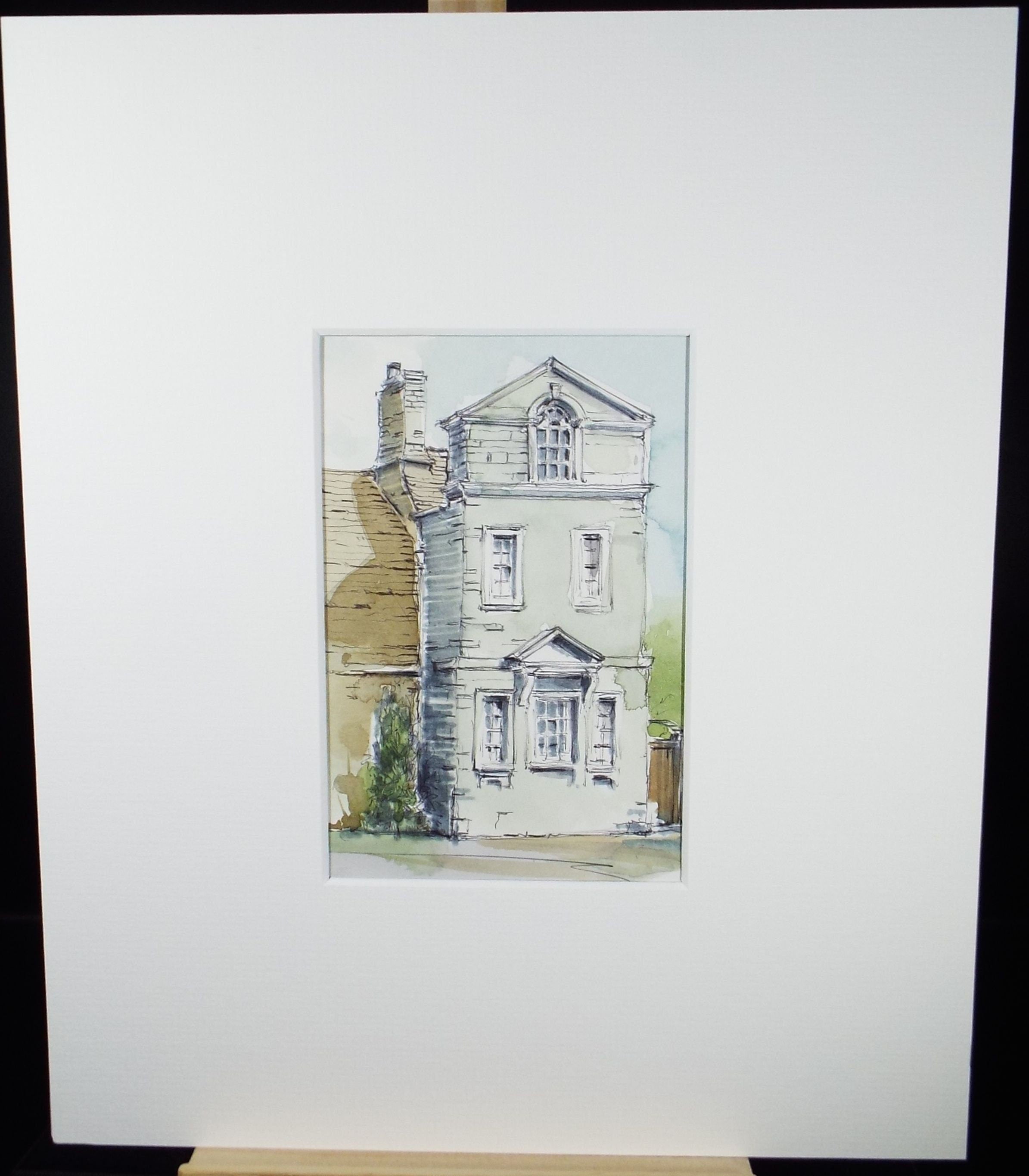 Original Watercolour & Ink, 'Rather Different Townhouse', Circa 1990's,  Artist Unknown