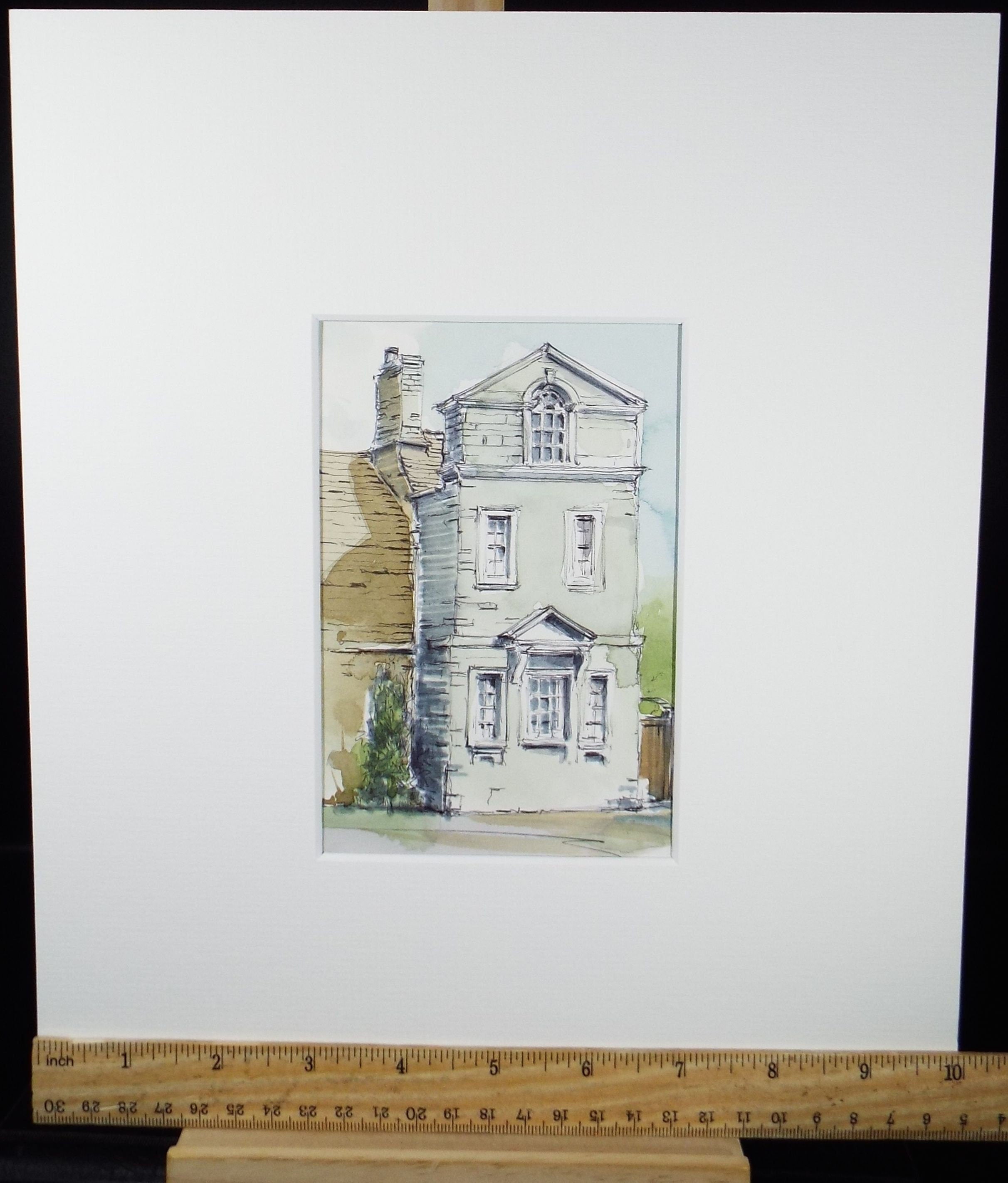 Original Watercolour & Ink, 'Rather Different Townhouse', Circa 1990's,  Artist Unknown