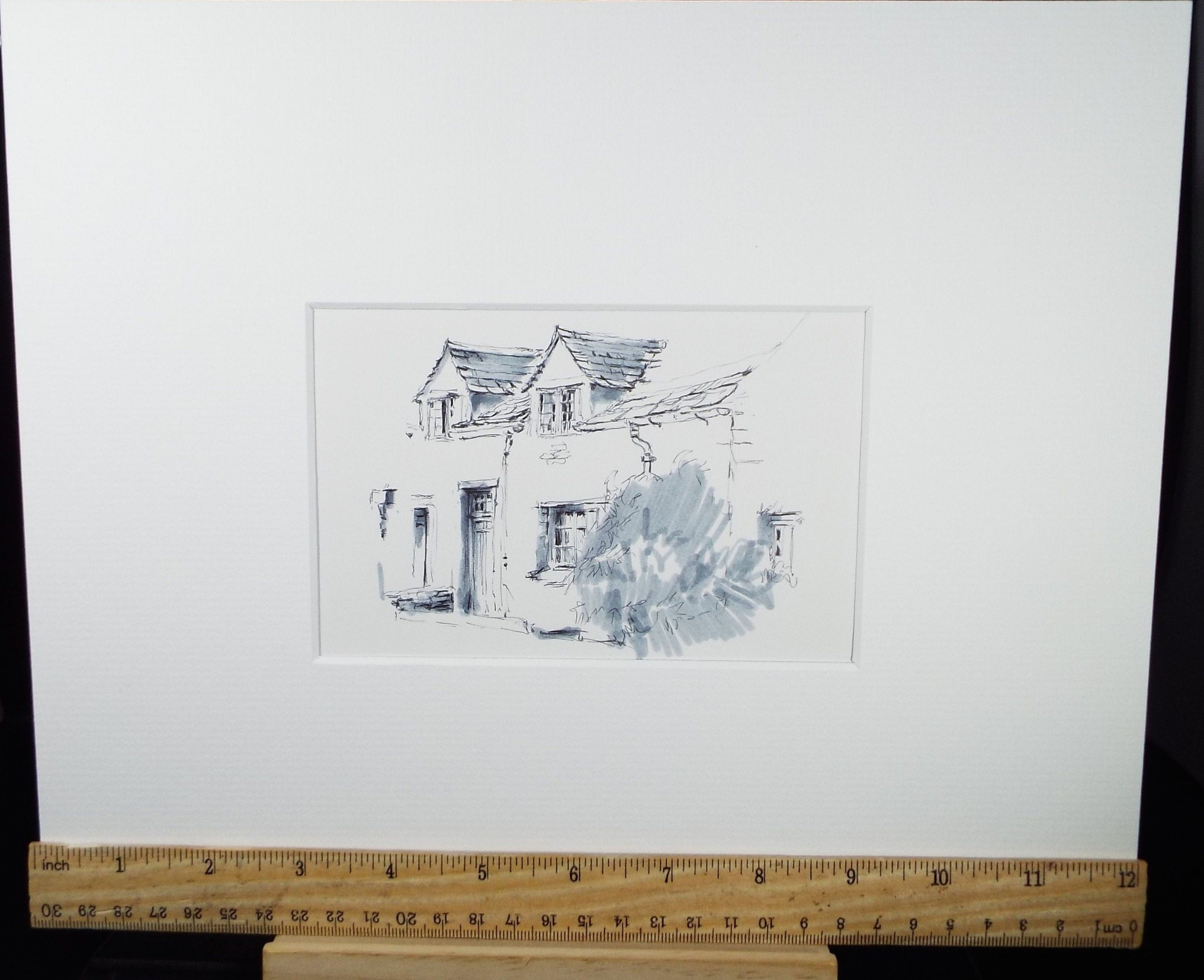 Original Watercolour & Ink, 'A Cottage', Circa 1990's,  Artist Unknown