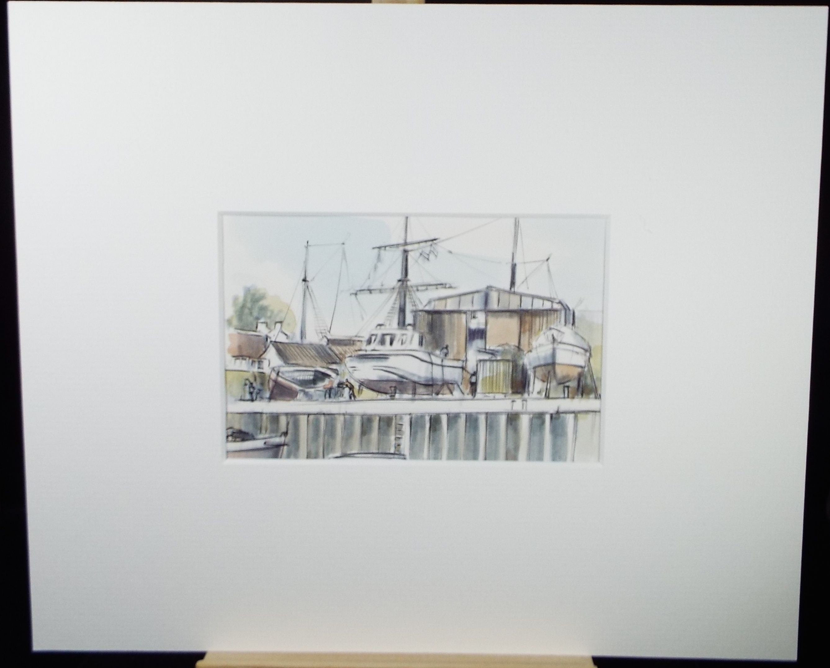 Original Watercolour & Ink, 'Albion Dockyard', Dated 1995,  Artist Unknown