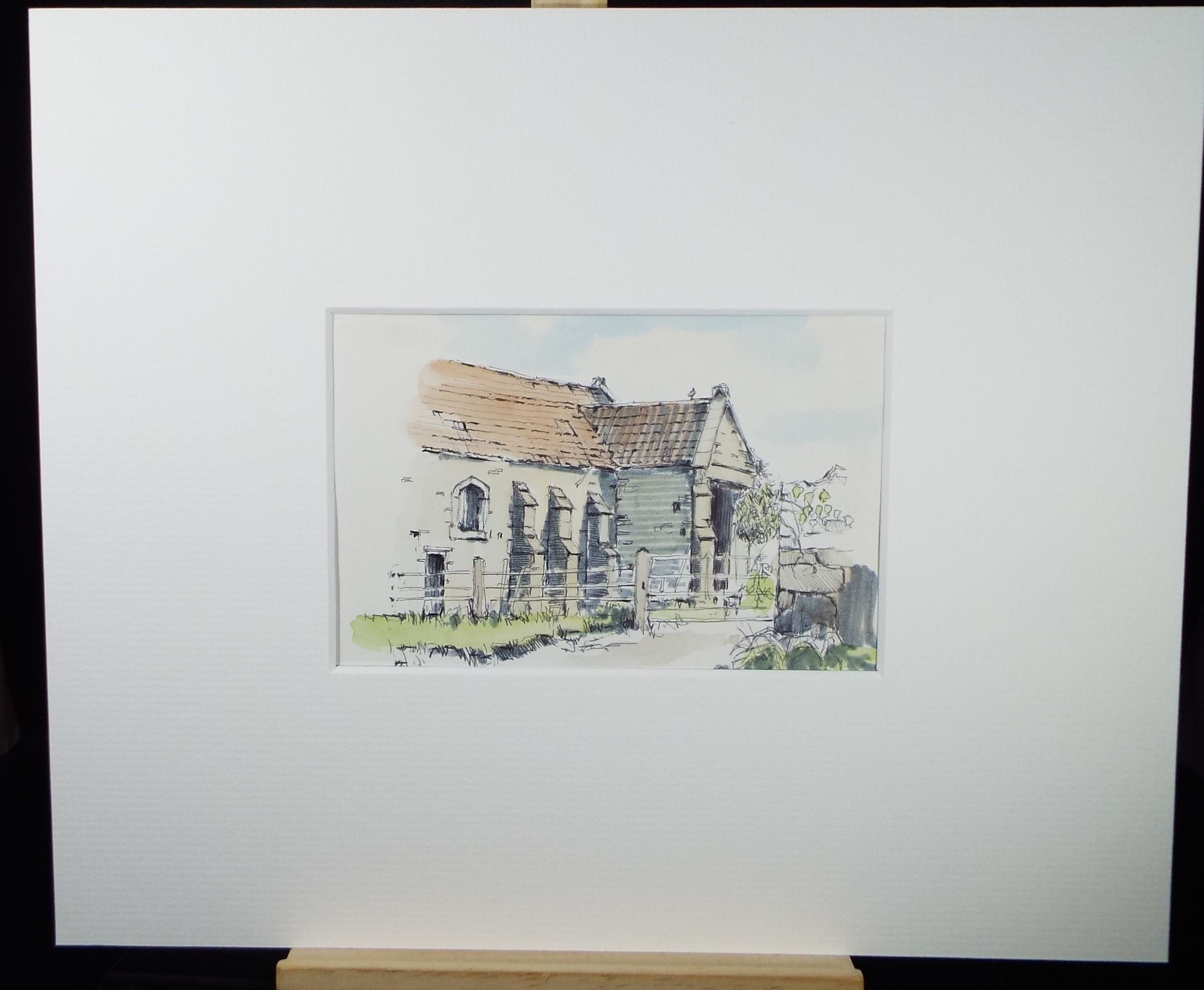 Original Watercolour & Ink, 'Chelvey - Somerset', Dated 1993,  Artist Unknown