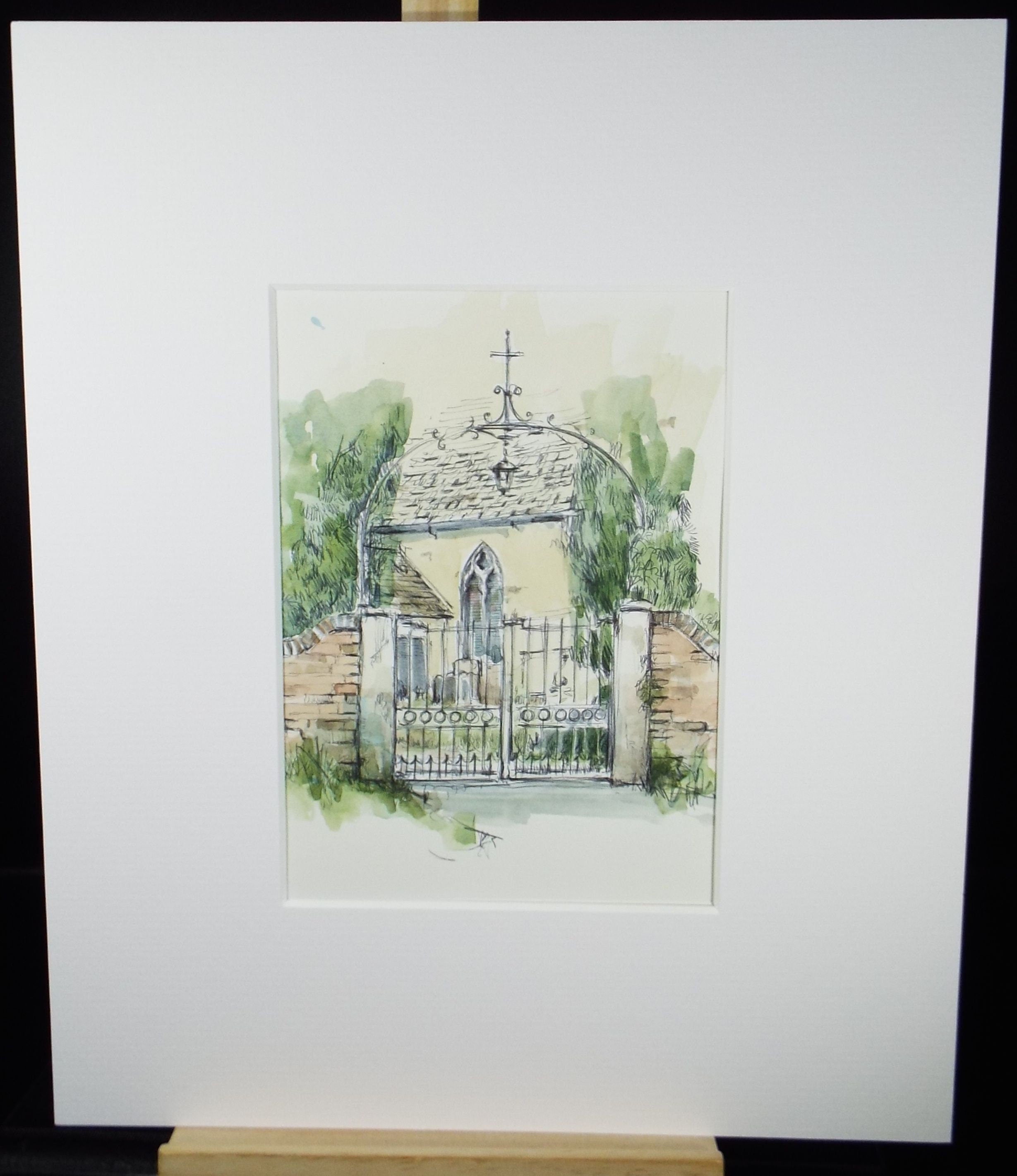 Original Watercolour & Ink, 'Church Gate', Circa 1990's ,  Artist Unknown