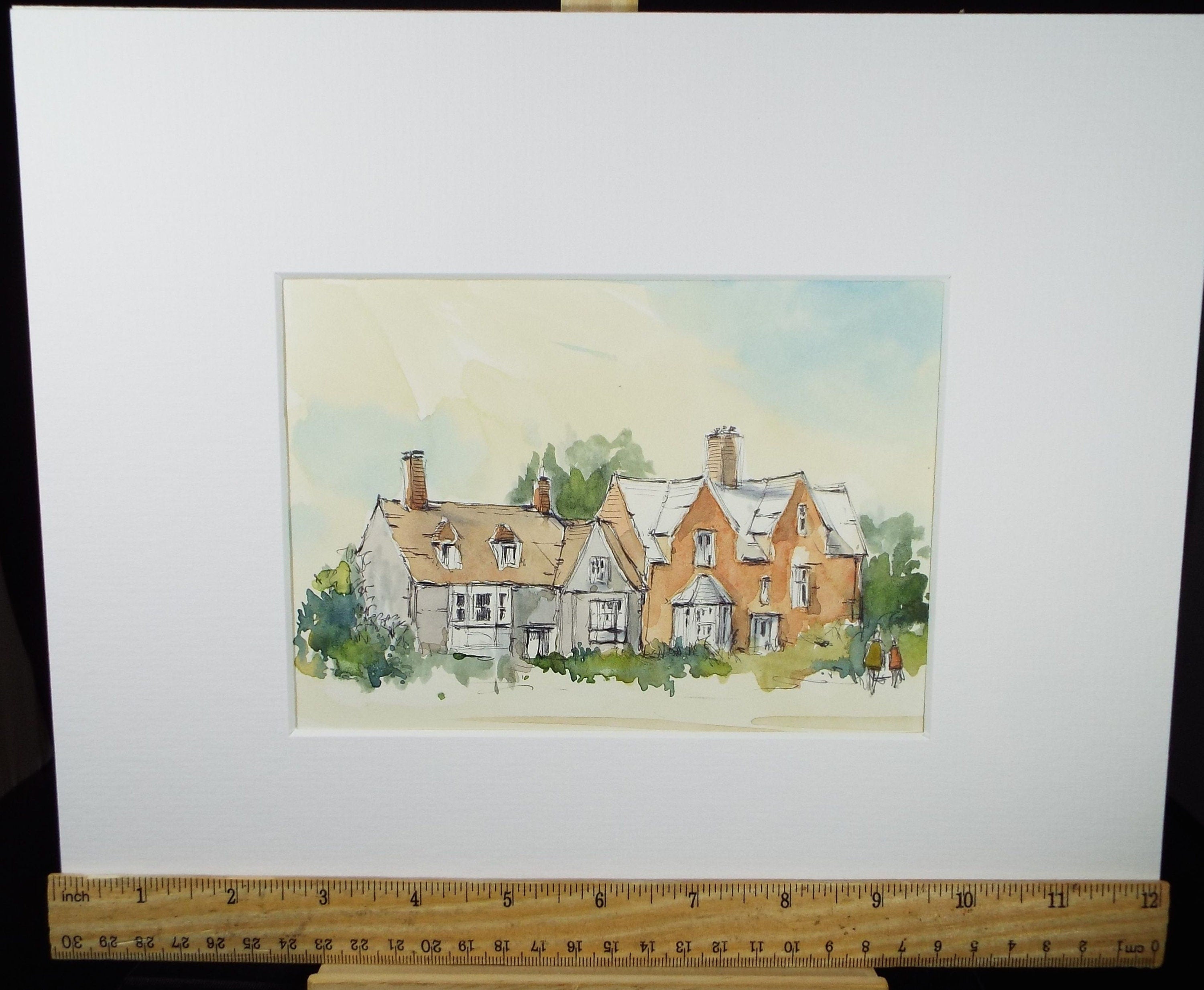 Original Watercolour & Ink, 'Somewhere in Somerset, Circa 1990's, Artist Unknown