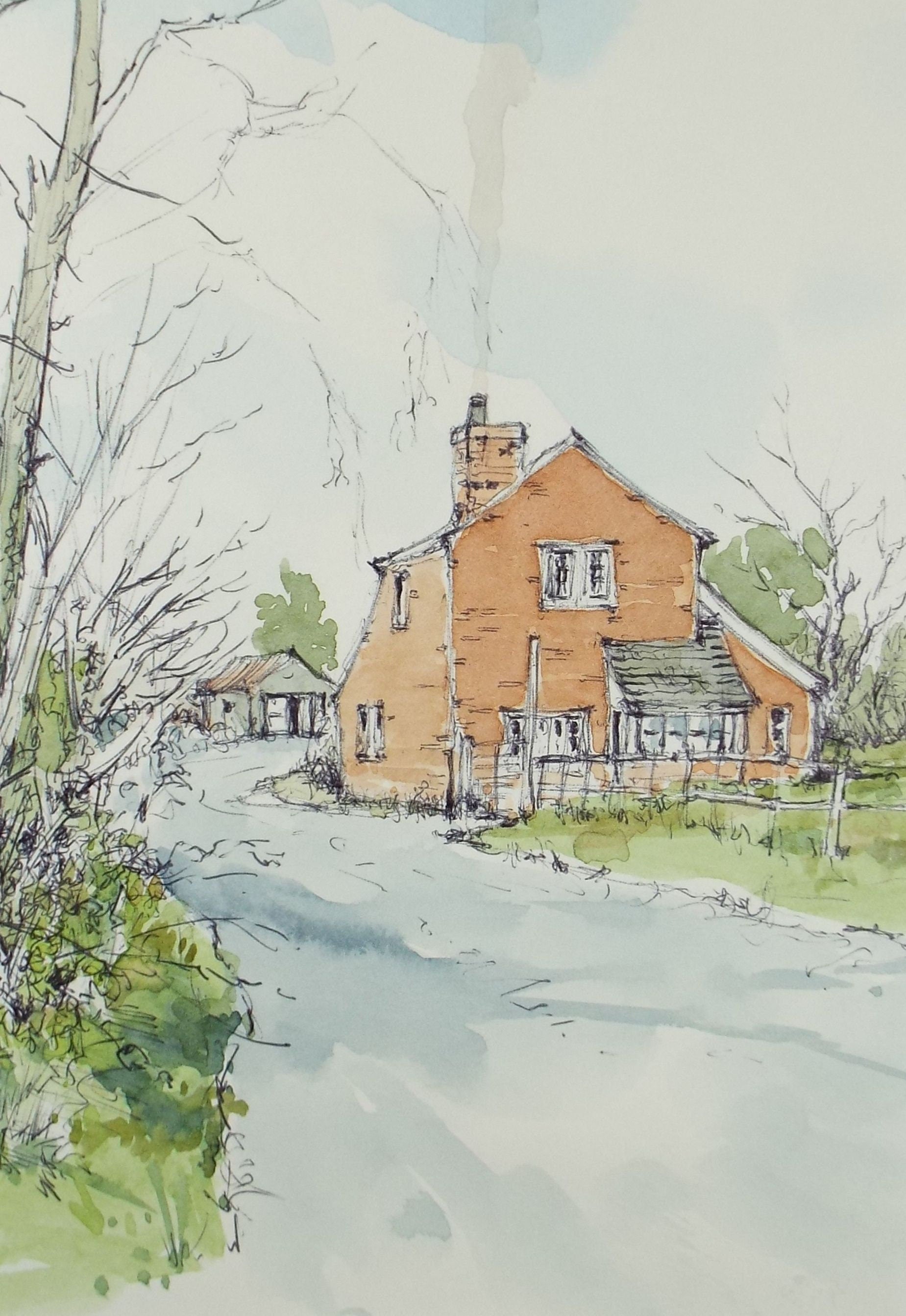 Original Watercolour & Ink, 'Upton Bishop, Herefordshire', Dated 1997, Artist Unknown