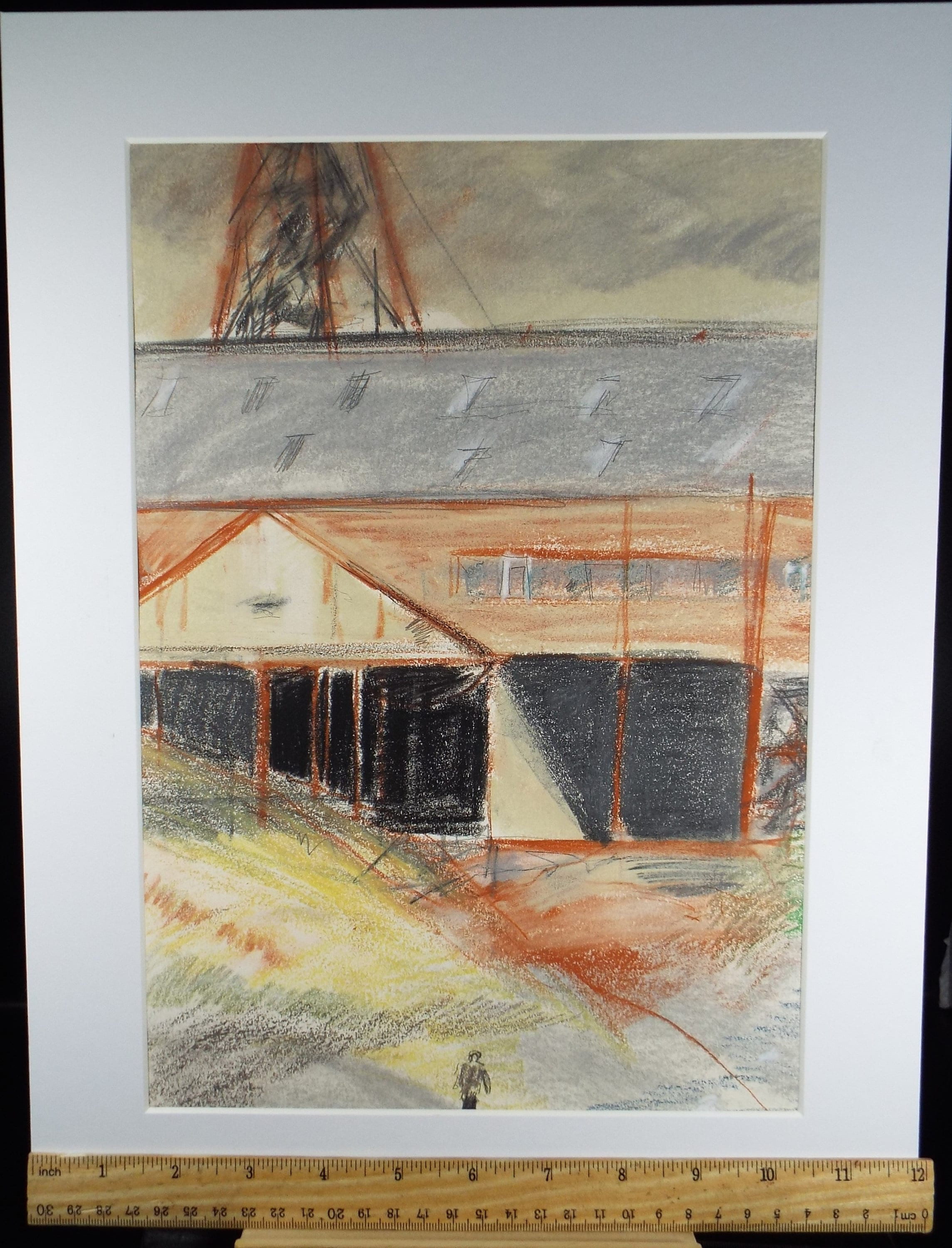 Original Pencil & Crayon Drawing, 'The Mine Workings', Circa 1980's, Thora Clyne (Scottish 1937-2021)