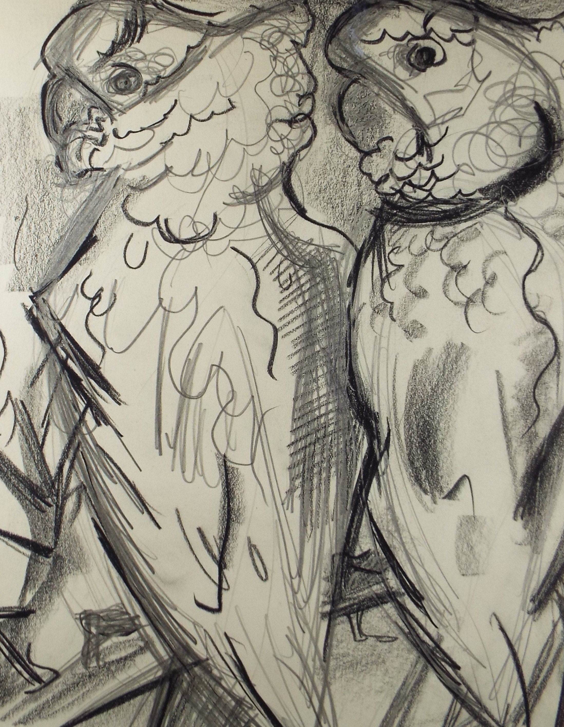 Original Conte Drawing, 'Cockatoo', Circa 1950, Henry Saunders (1918-1982)