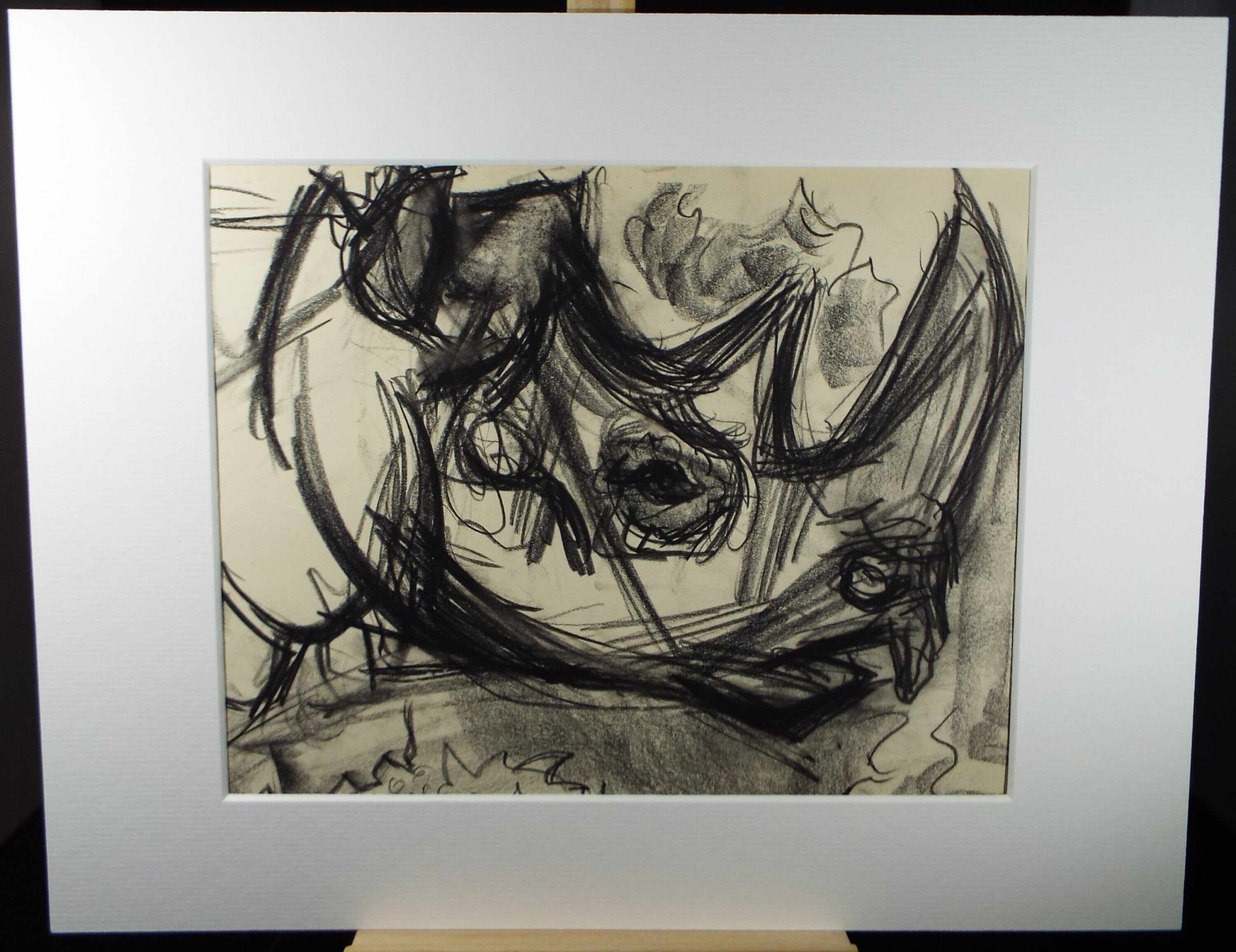 Original Conte Drawing, 'Rhinoceros', Dated 1950, Henry Saunders (1918-1982)