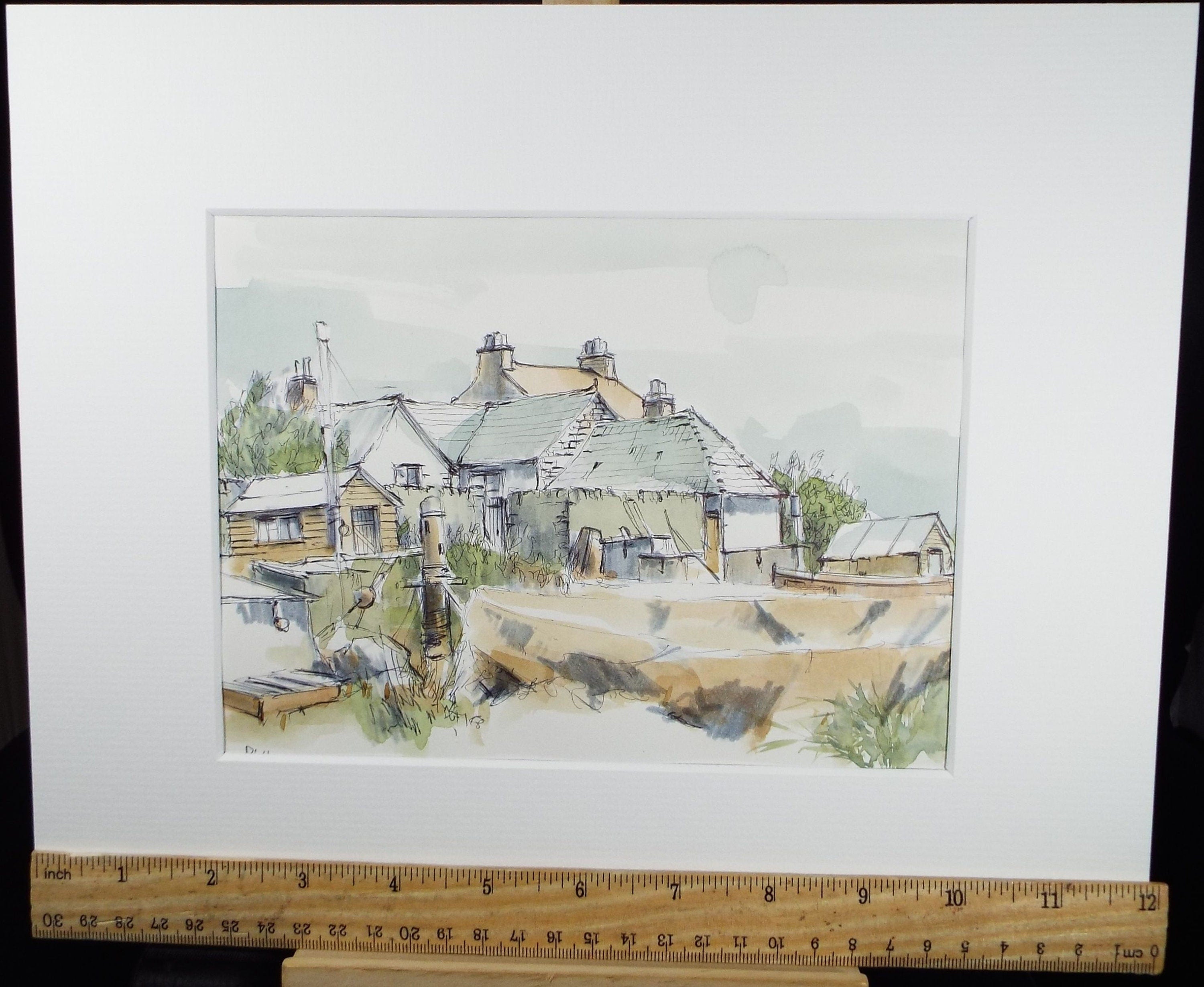 Original Watercolour & Ink, 'Pill, Somerset', c1990's, Artist Unknown