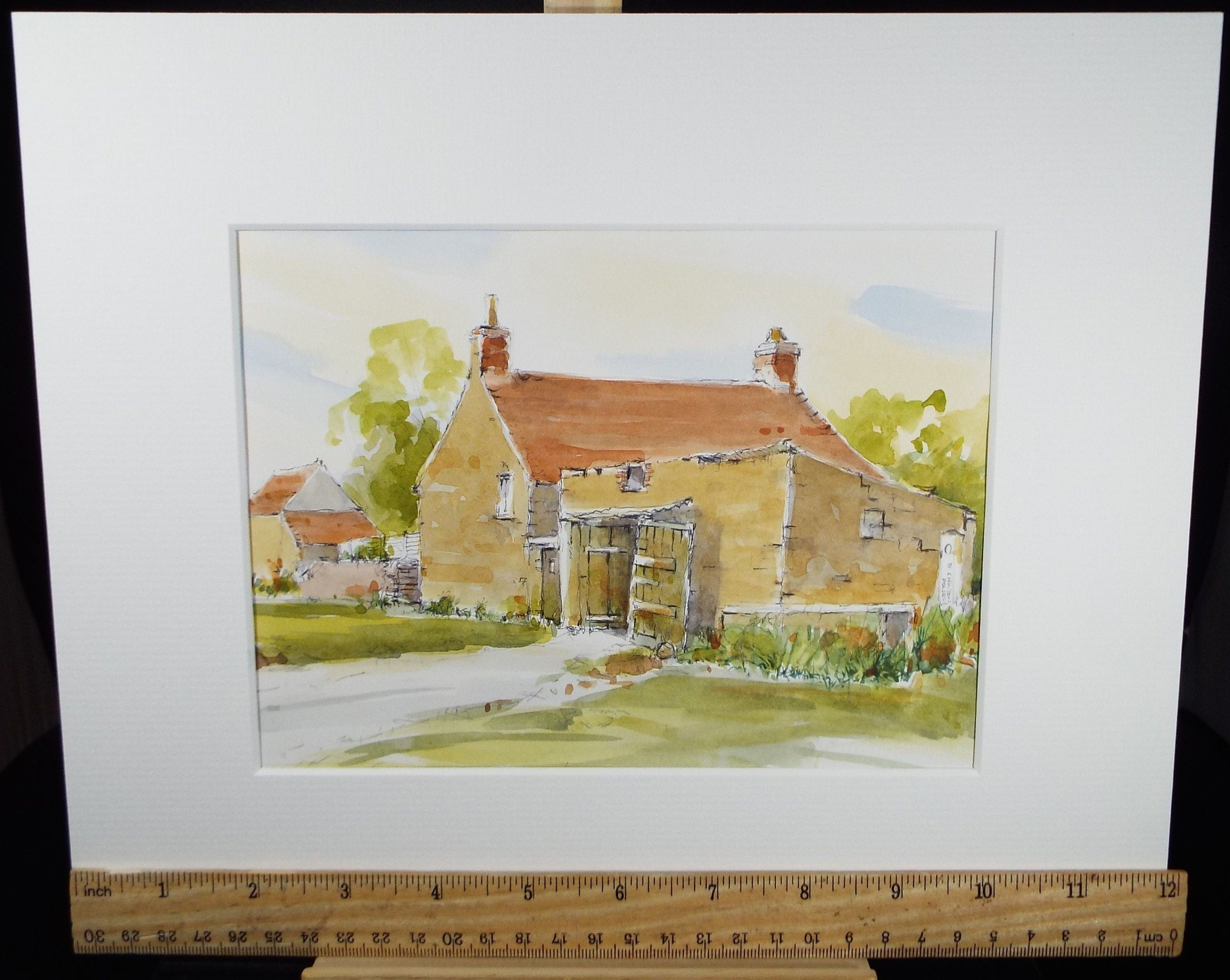 Original Watercolour & Ink, 'Edington' - Farm Buildings', Circa 1990's, Artist Unknown