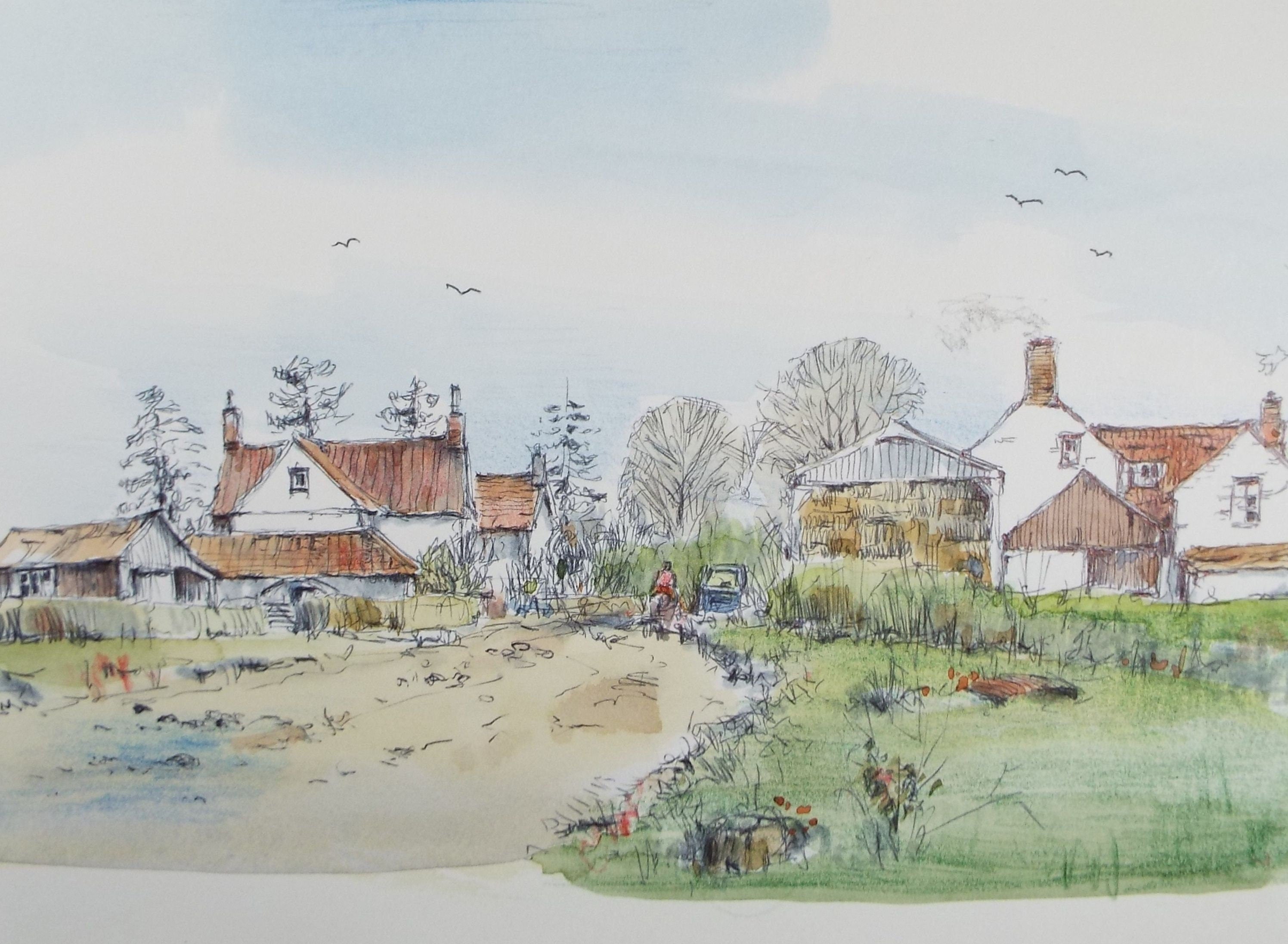 Original Watercolour & Ink, 'Rockhampton, Gloucestershire', Dated 1989, Artist Unknown