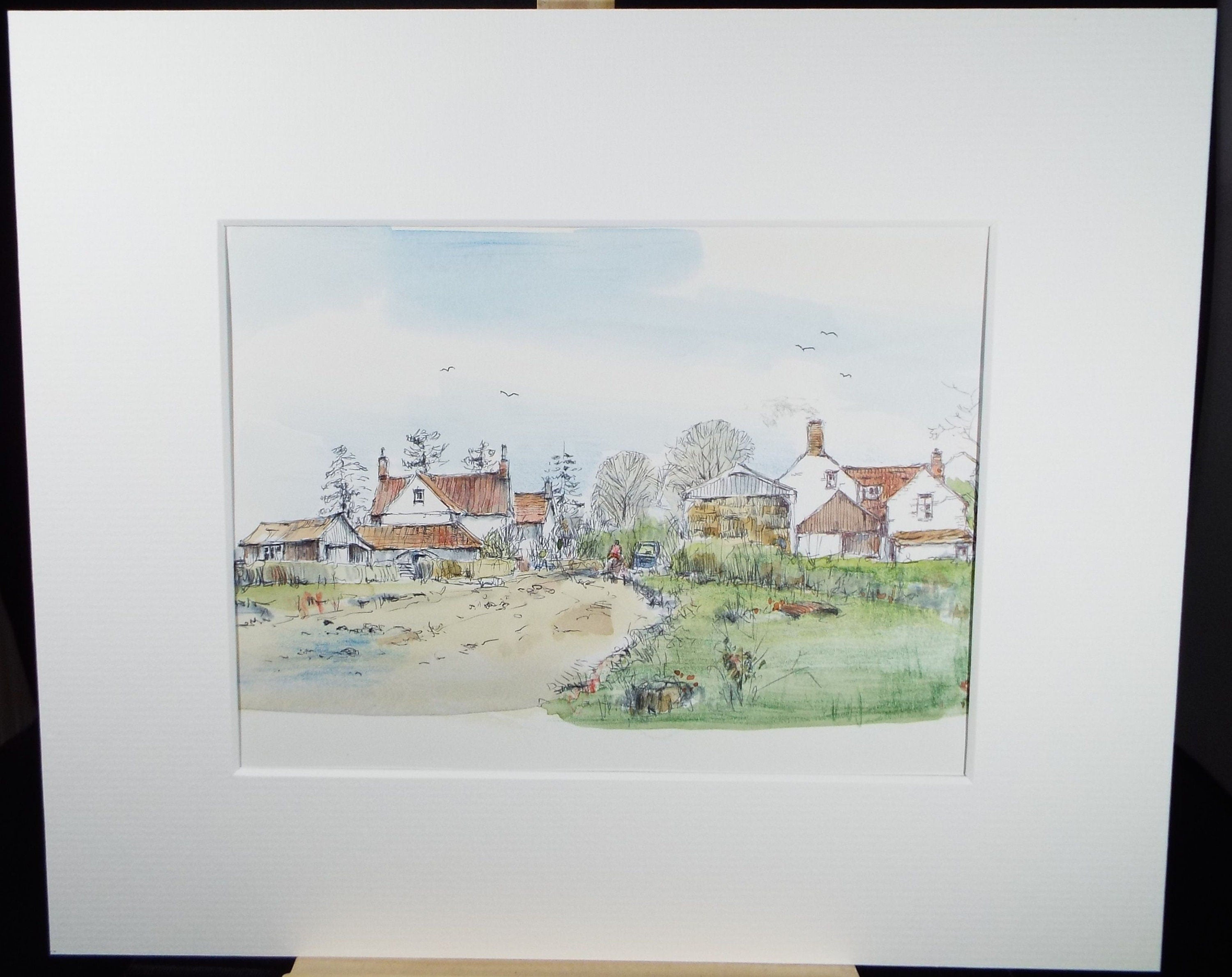 Original Watercolour & Ink, 'Rockhampton, Gloucestershire', Dated 1989, Artist Unknown