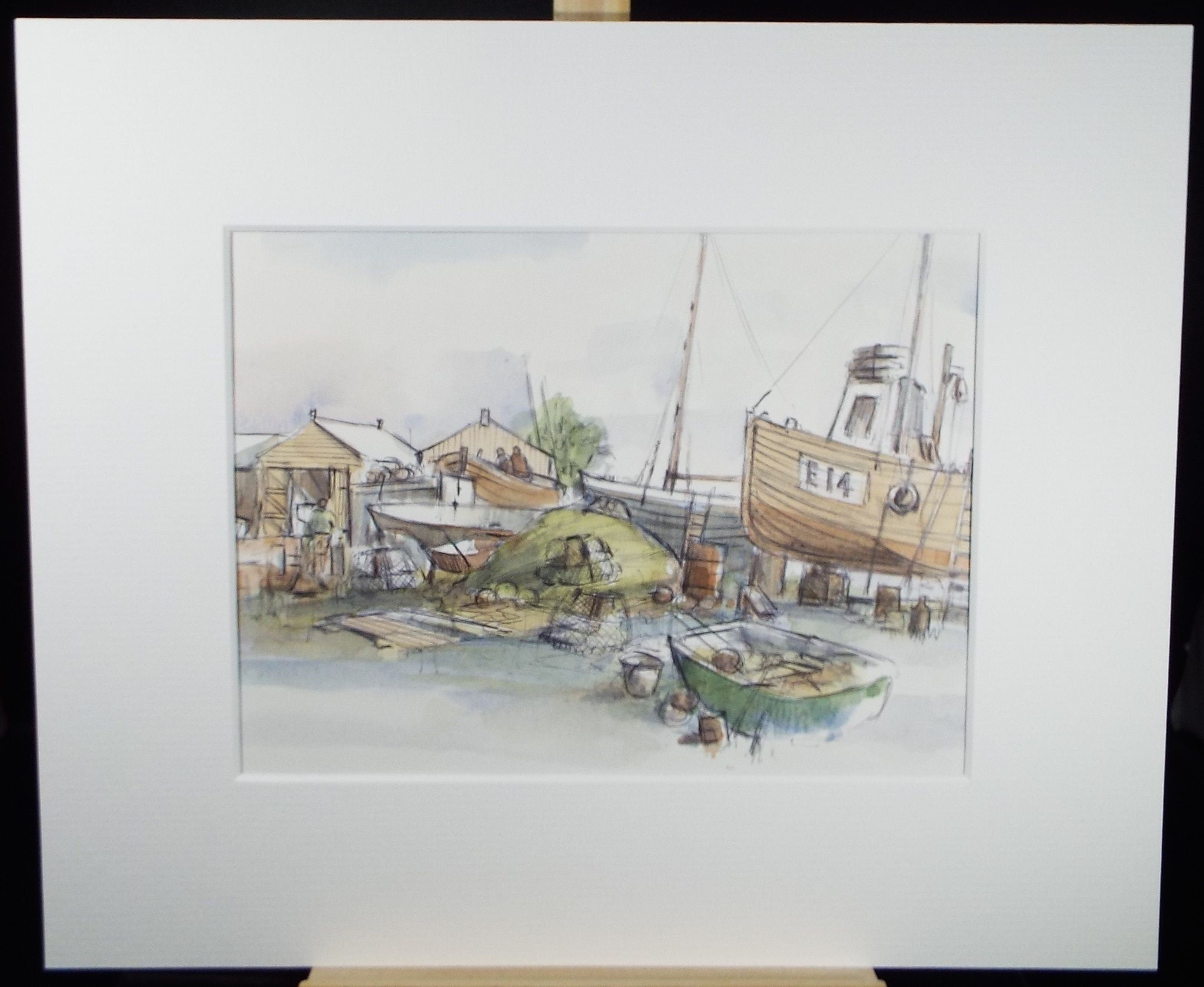 Original Watercolour & Ink, 'Beached Clutter',Dated 1990,  Artist Unknown