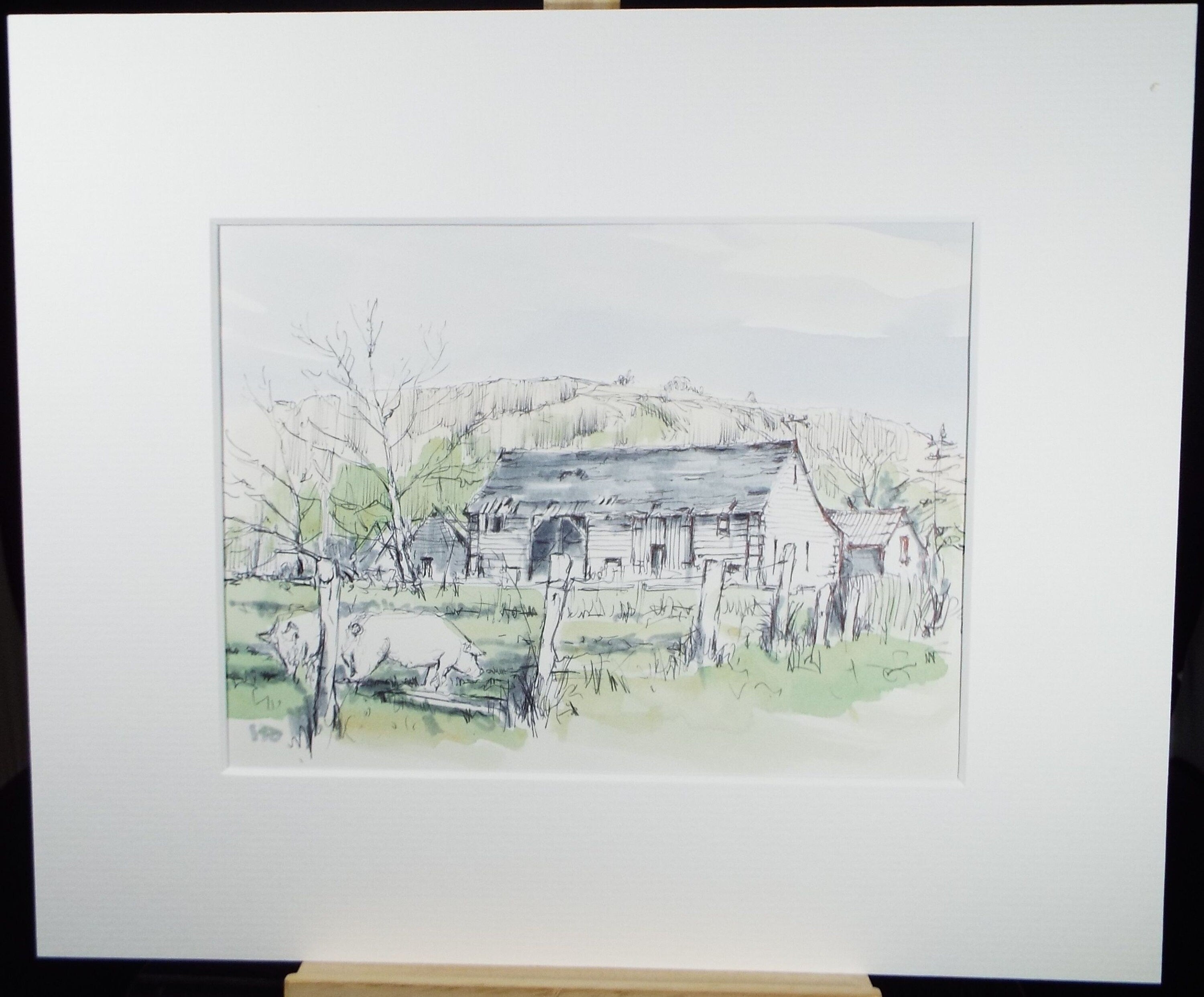 Original Watercolour & Ink, 'Near Leckhampton, Gloucestershire',Dated 1988,  Artist Unknown