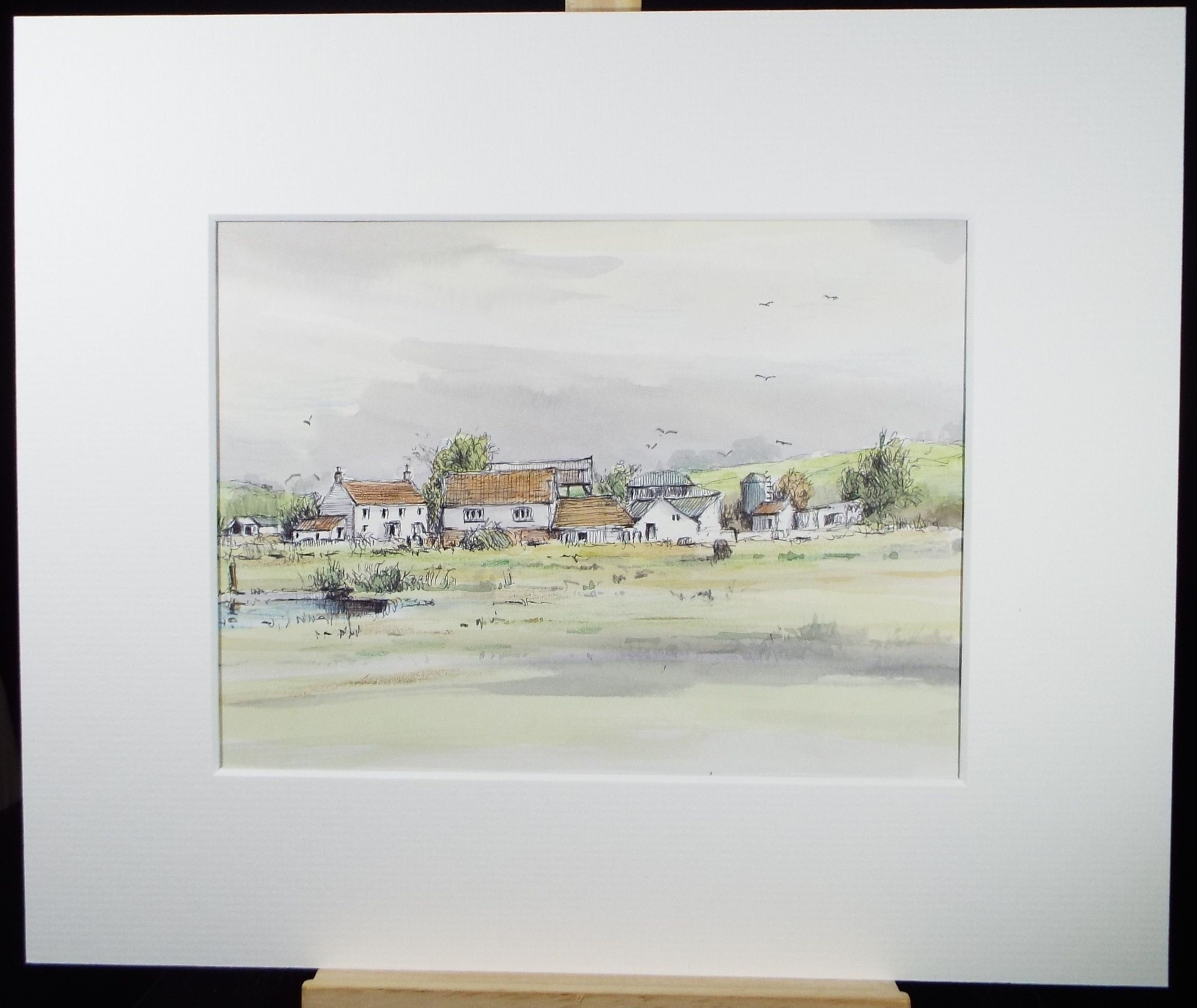 Original Watercolour & Ink, 'Nr. Winsford, Somerset?', Dated 1993, Artist Unknown