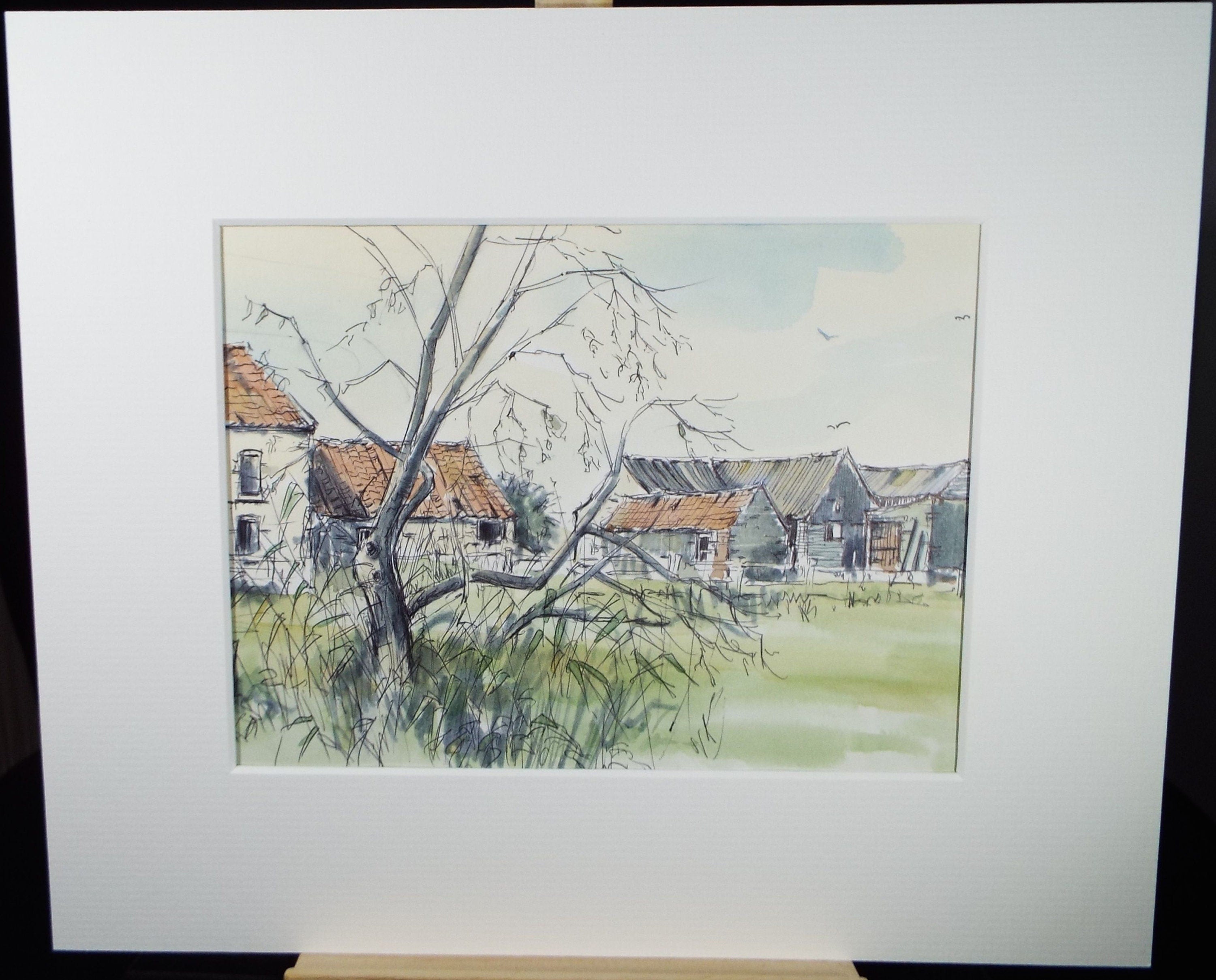 Original Watercolour & Ink, 'Paxton', Dated 1993, Artist Unknown