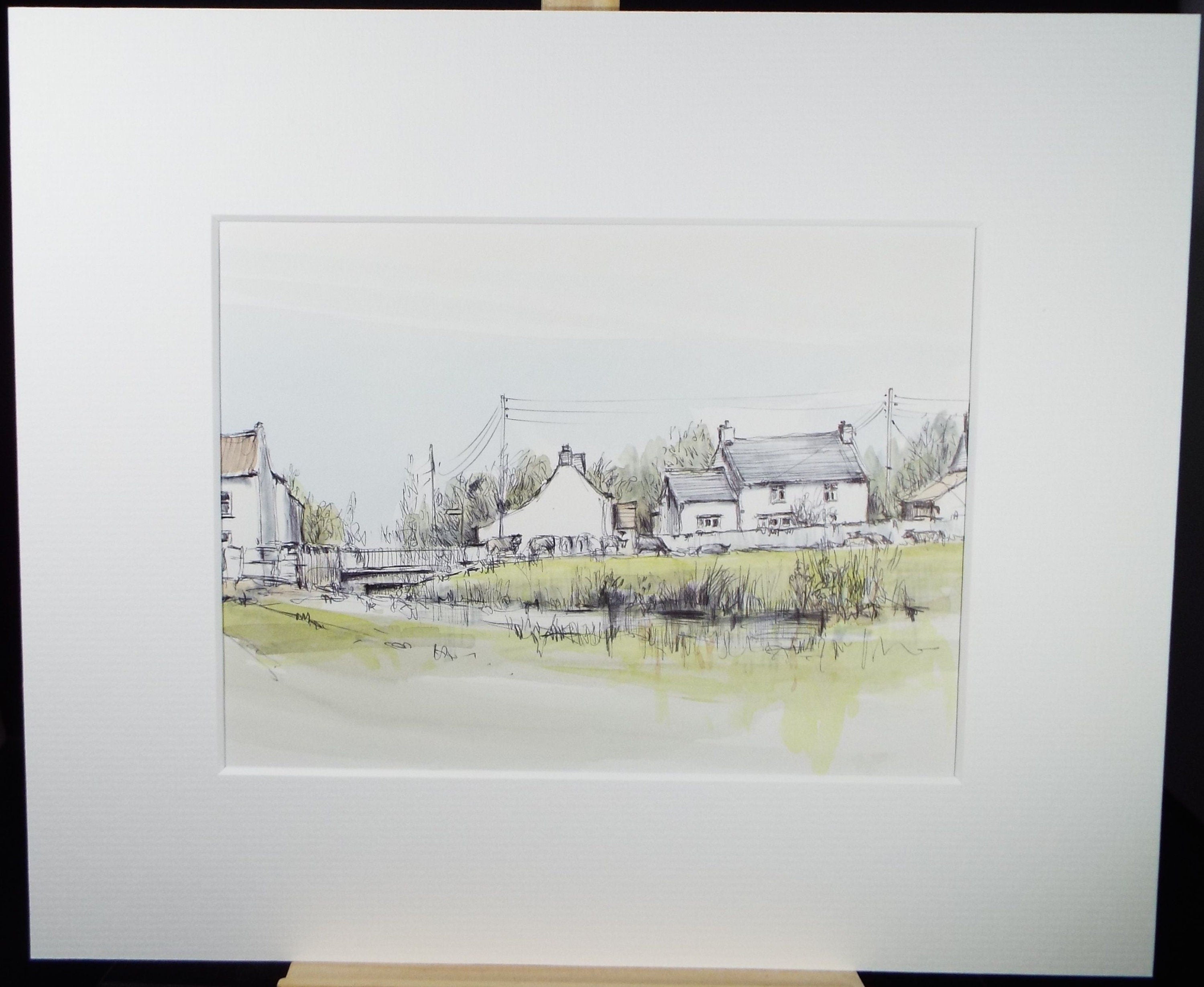 Original Watercolour & Ink, 'Mark, Somerset', Dated 1991, Artist Unknown