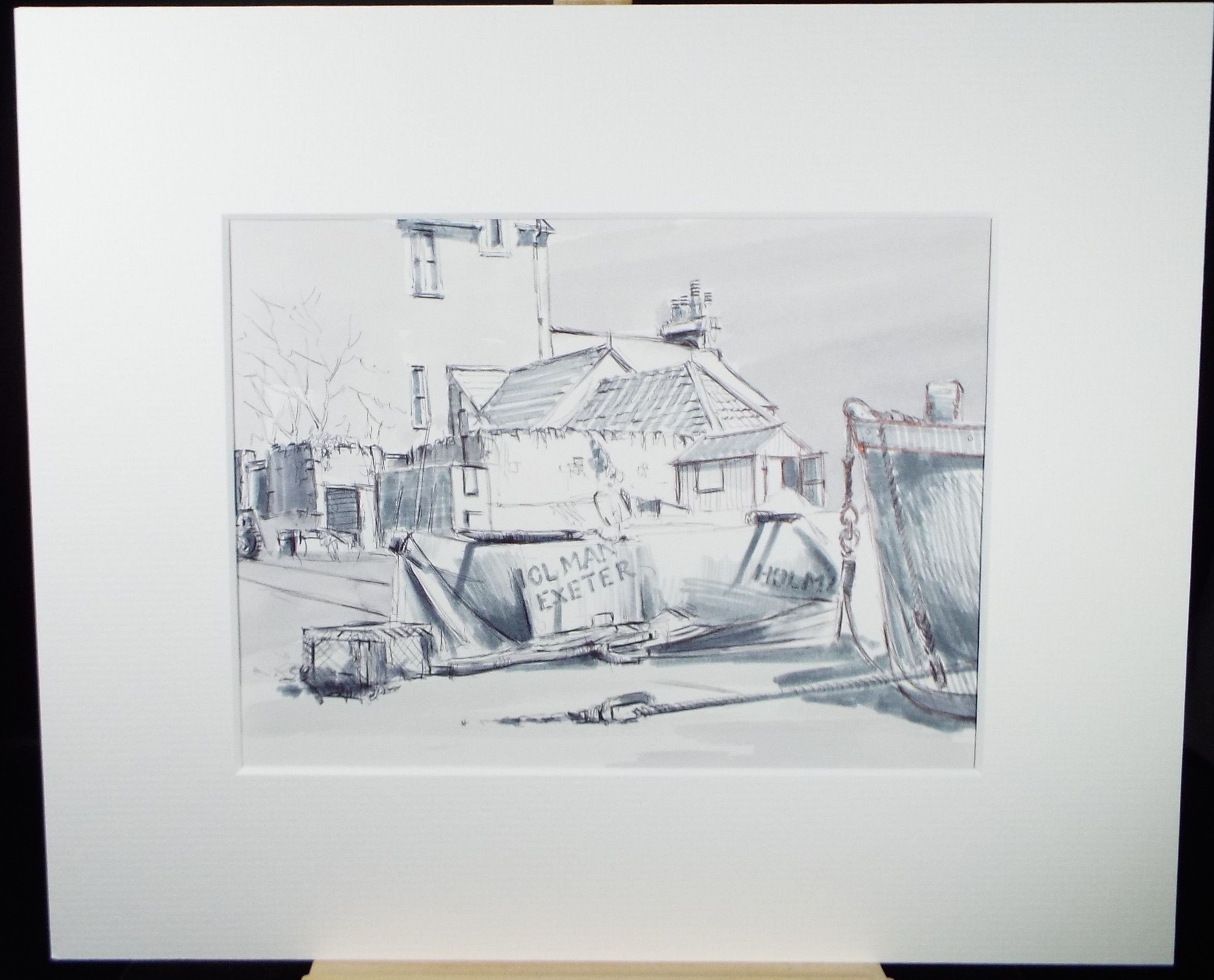 Original Watercolour & Ink, 'Budleigh Salterton', Circa 1990's , Artist Unknown