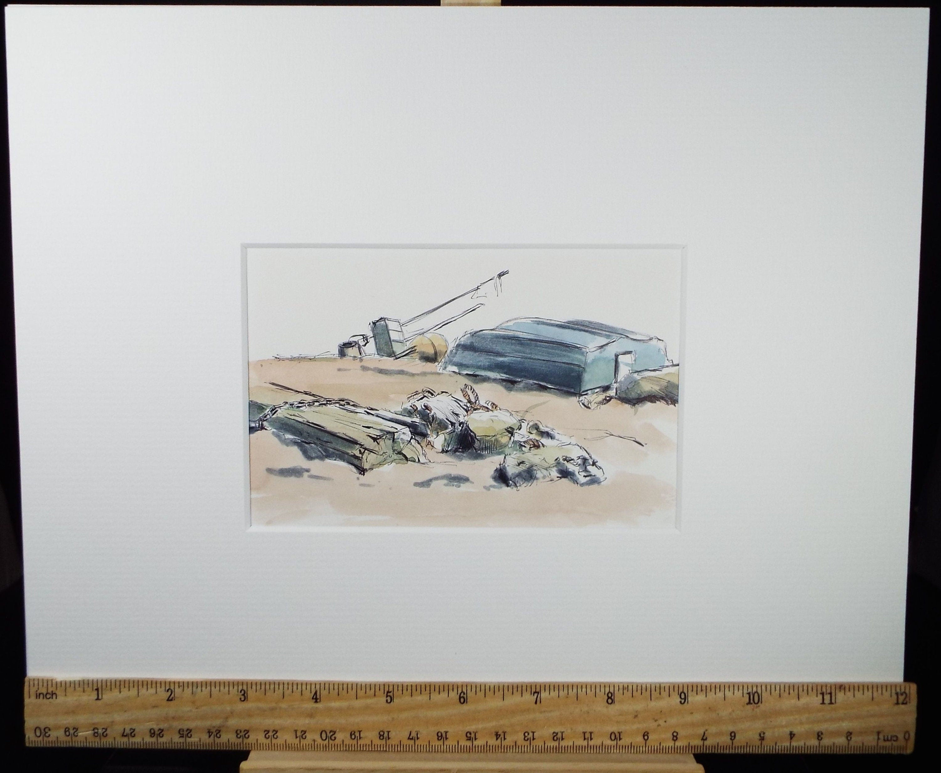 Original Watercolour & Ink, 'Beach Debris, Teignmouth', Dated 1994, Artist Unknown