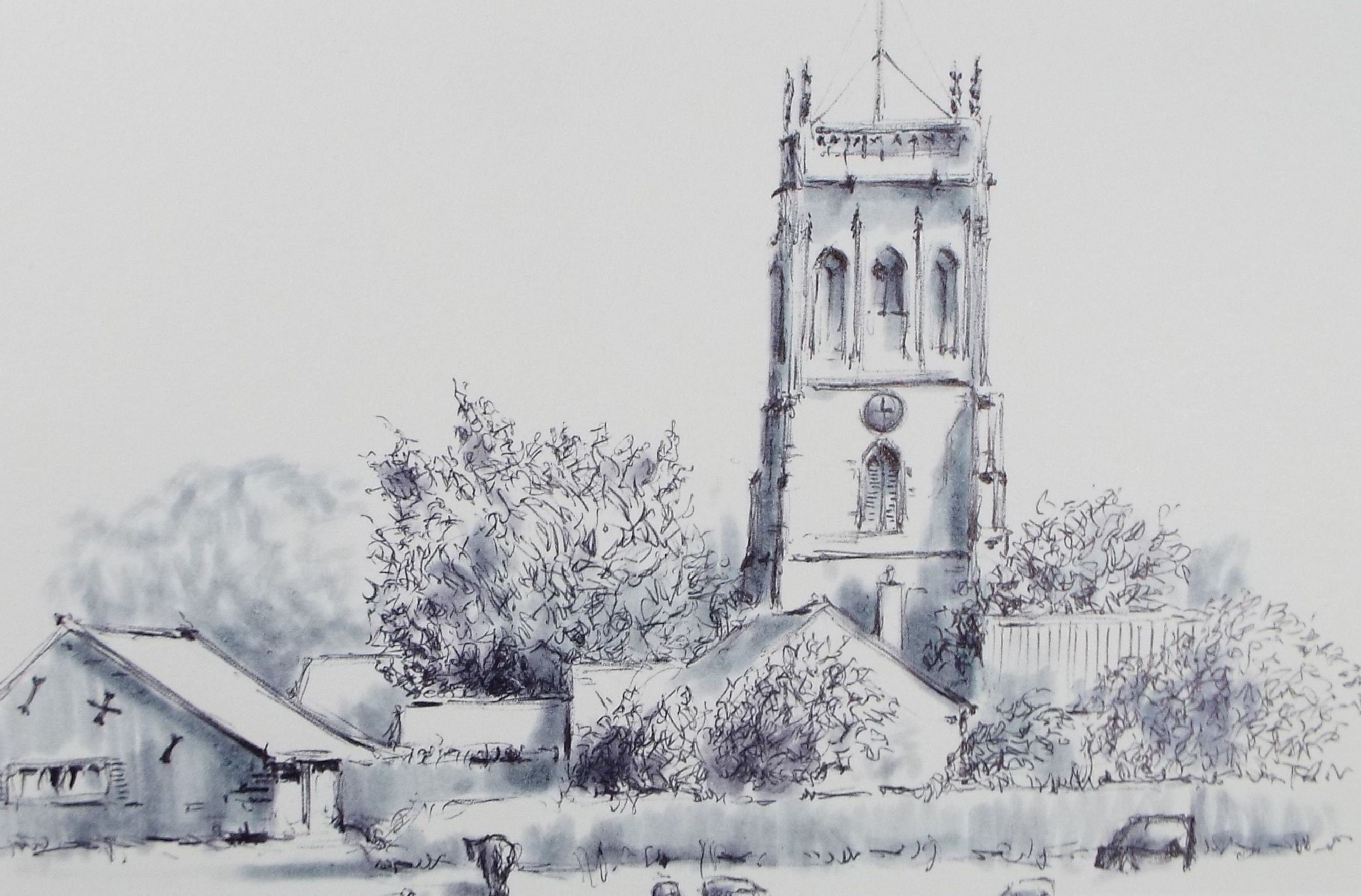 Original Watercolour & Ink, 'Mark, Somerset', Dated 1995, Artist Unknown