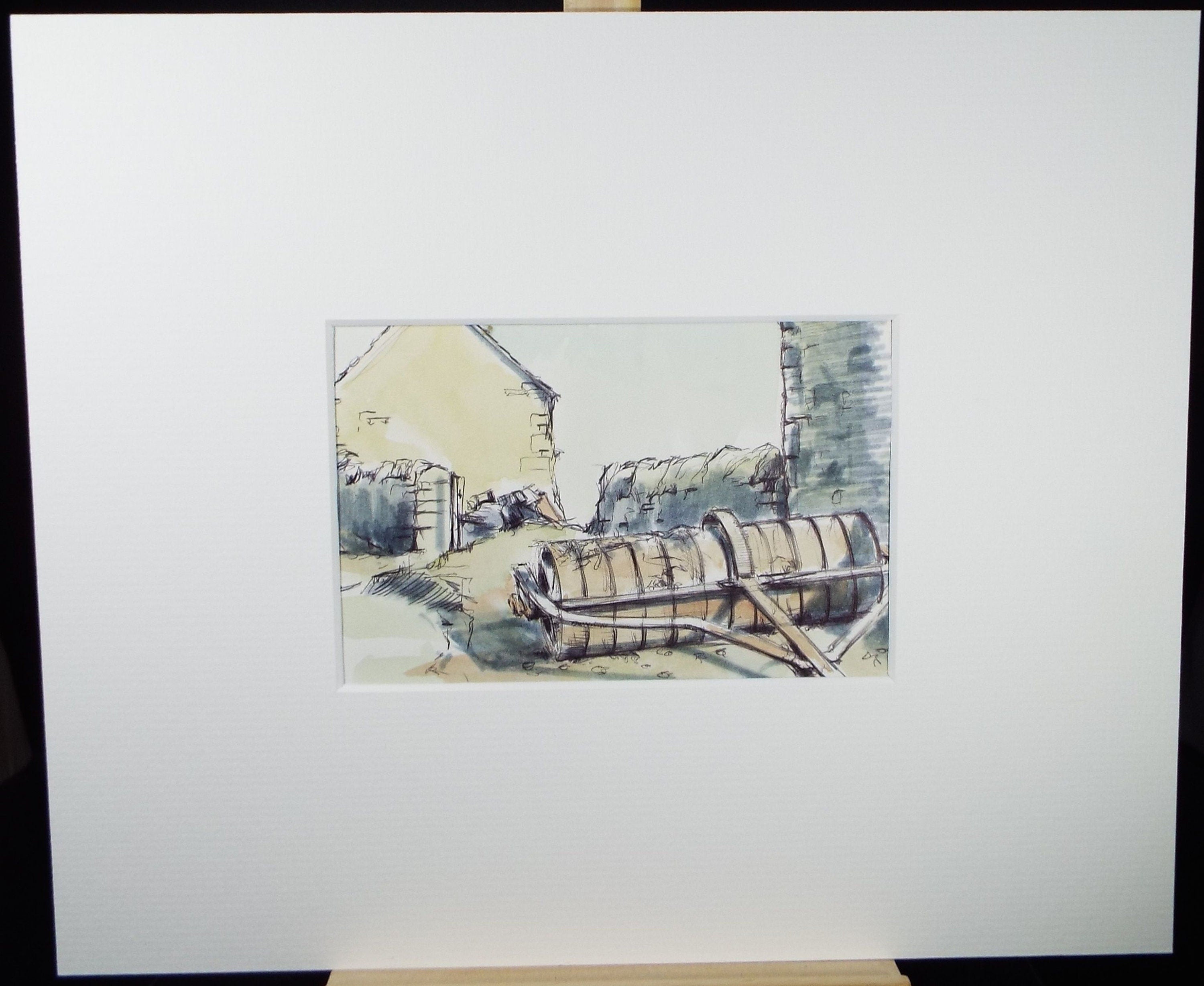 Original Watercolour & Ink, 'Roller at Rest', Dated 1995, Artist Unknown