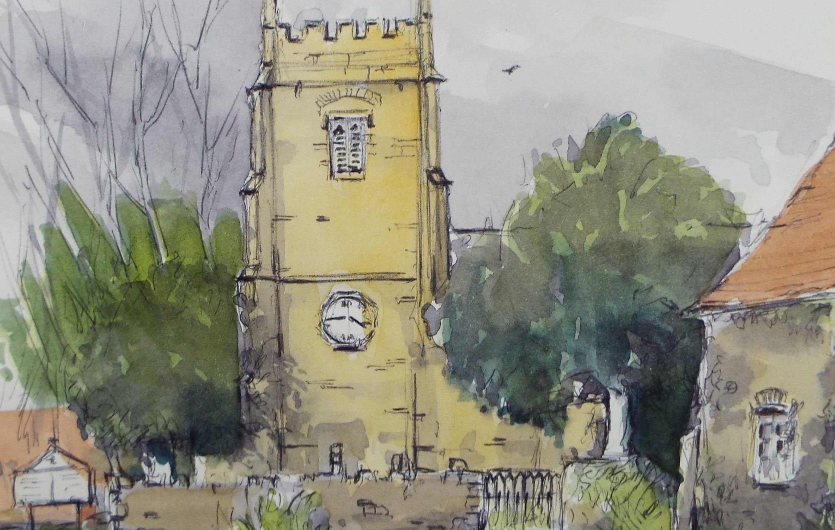 Original Watercolour & Ink, 'Tytherton', Dated 1993,  Artist Unknown