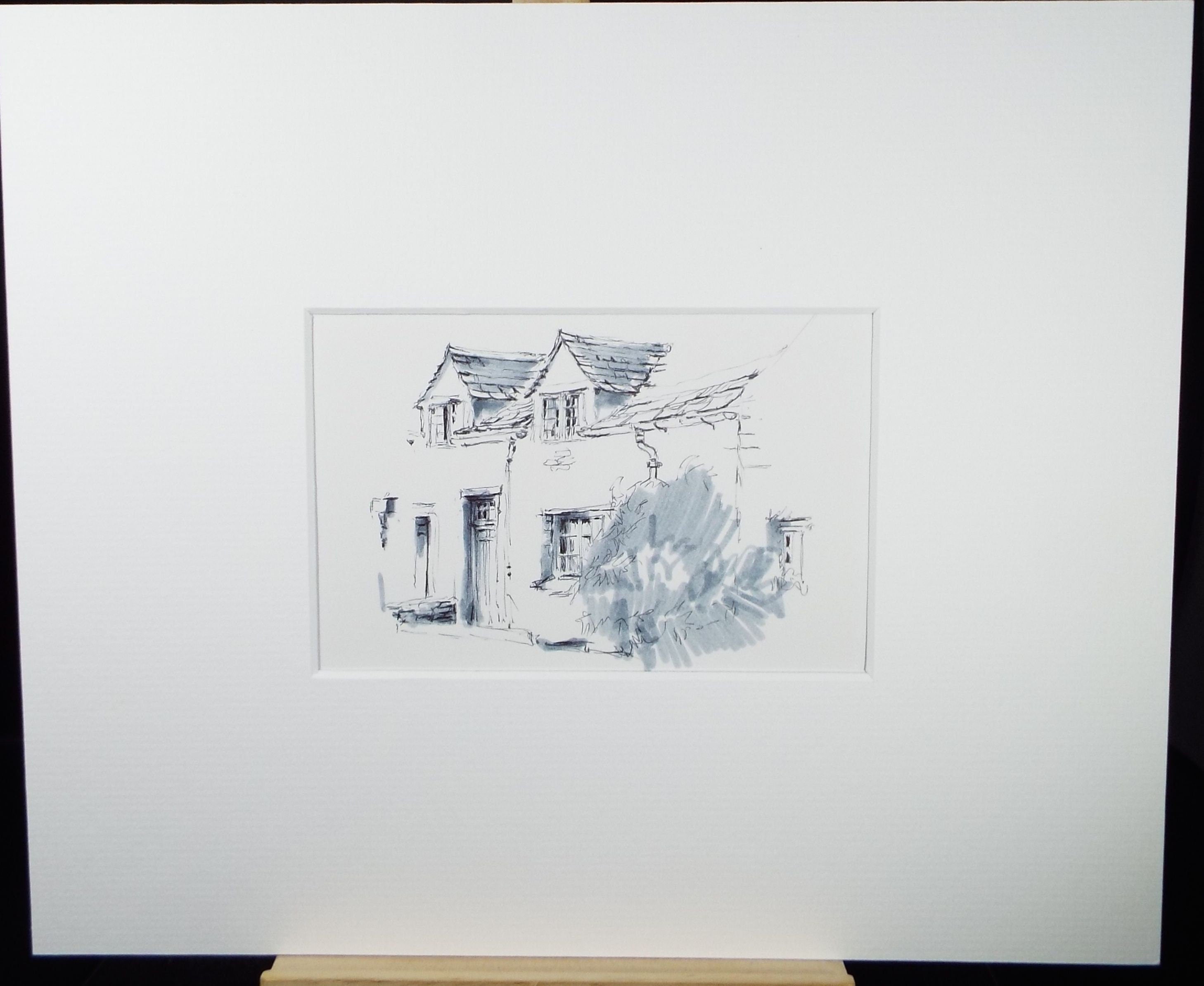 Original Watercolour & Ink, 'A Cottage', Circa 1990's,  Artist Unknown