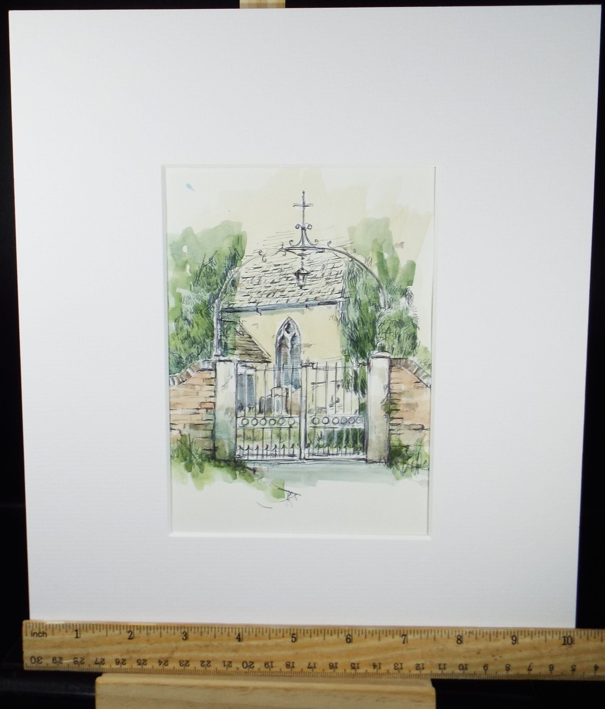 Original Watercolour & Ink, 'Church Gate', Circa 1990's ,  Artist Unknown